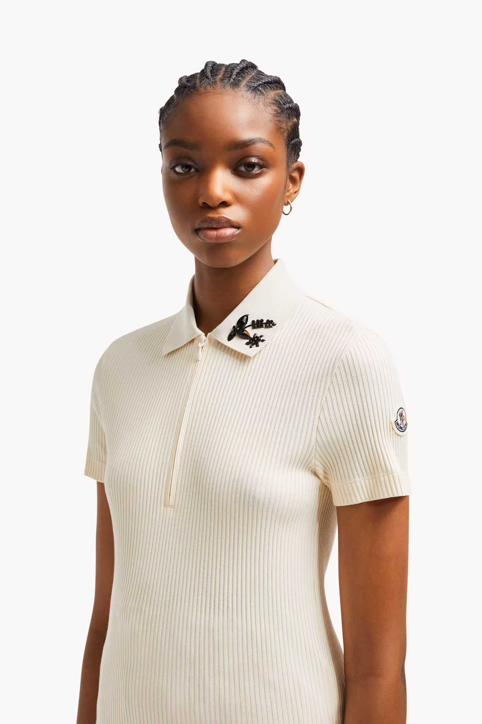 Hand-Beaded Cotton Blend Polo Shirt