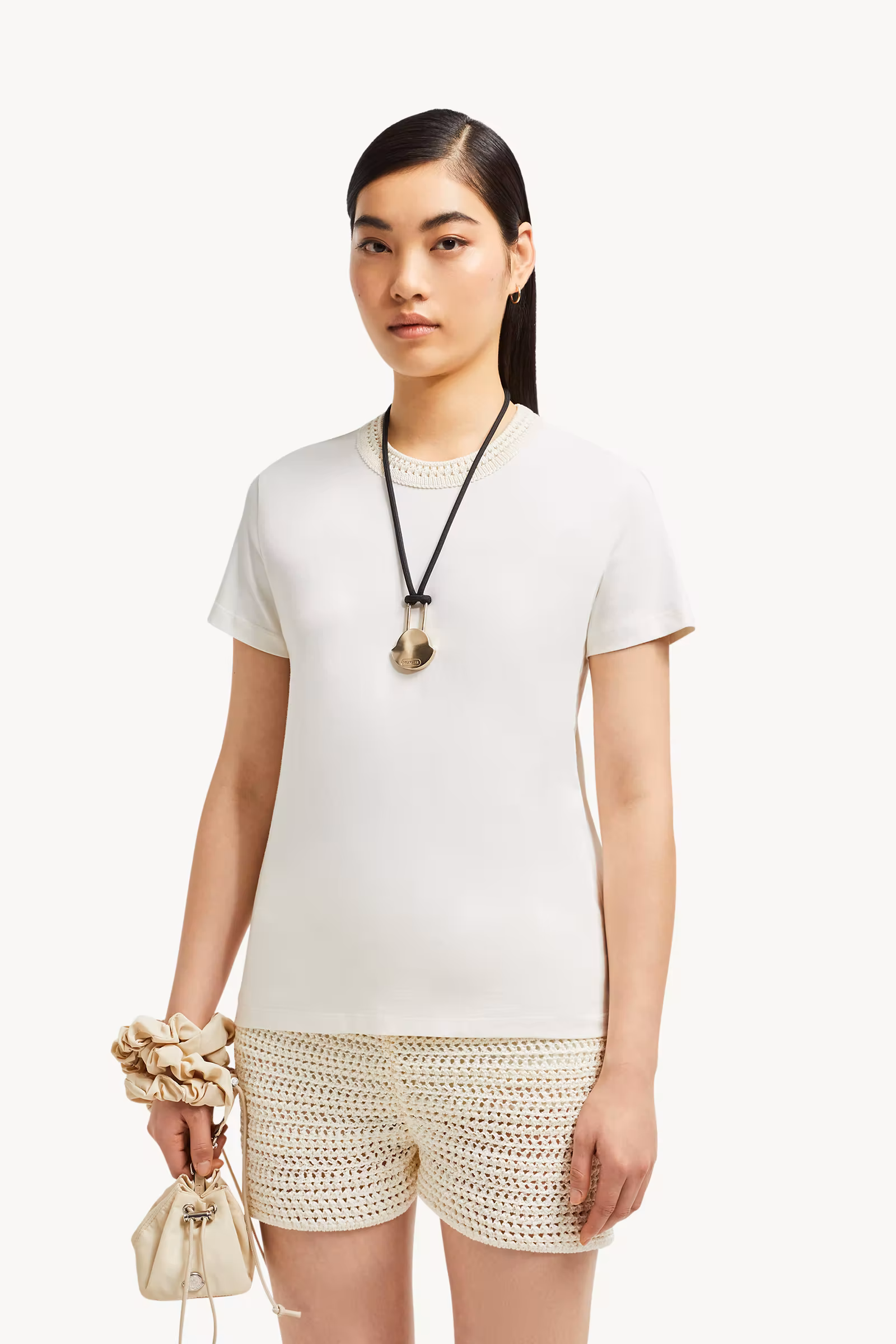 Crochet Accent Cotton T-Shirt