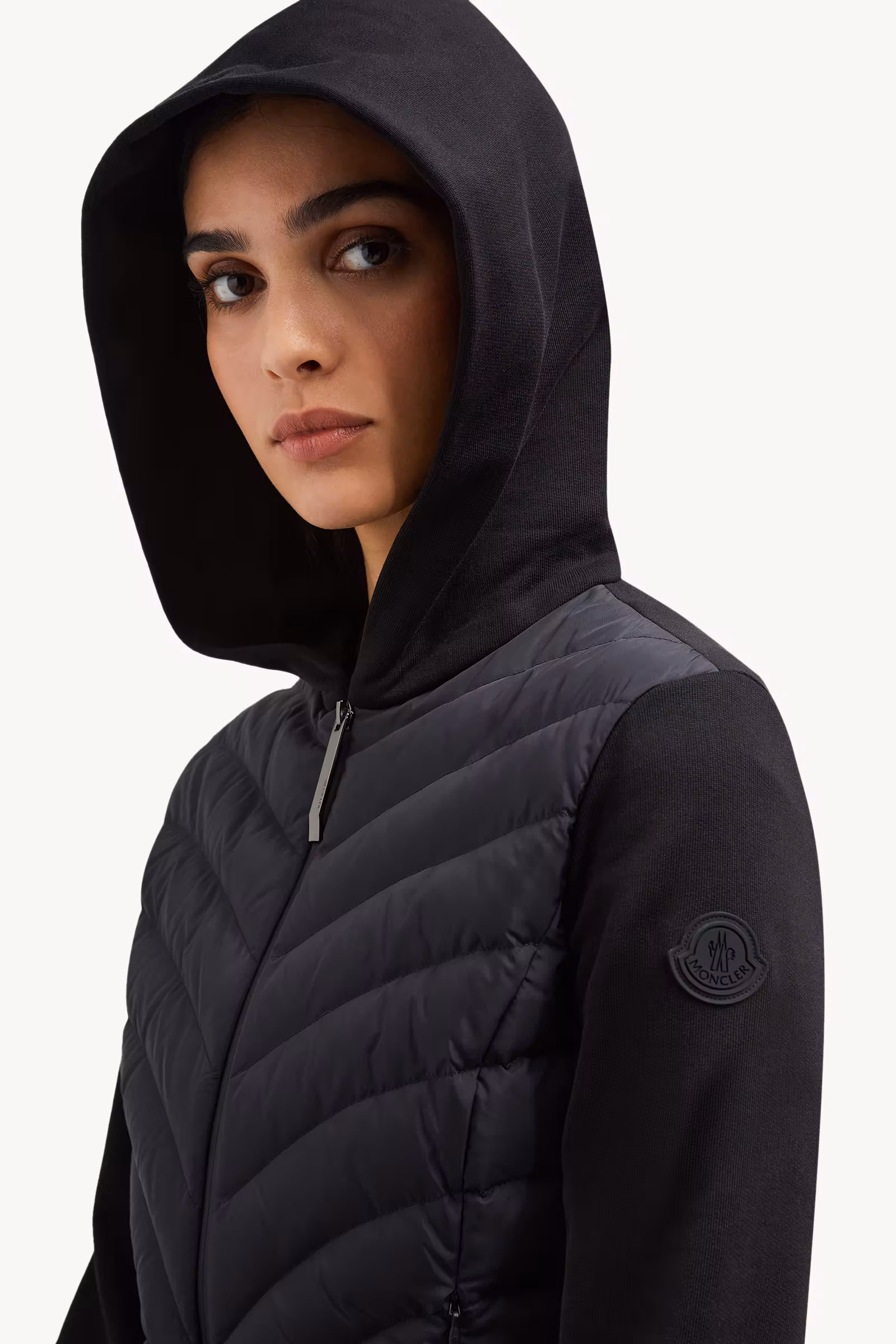 Padded Diagonal-Quilted Cotton Zip-Up Hoodie