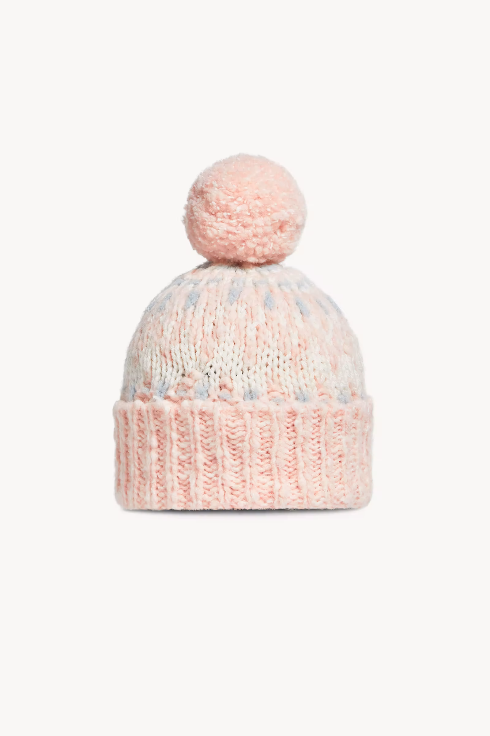 Wool Blend Jacquard Beanie with Pom Pom
