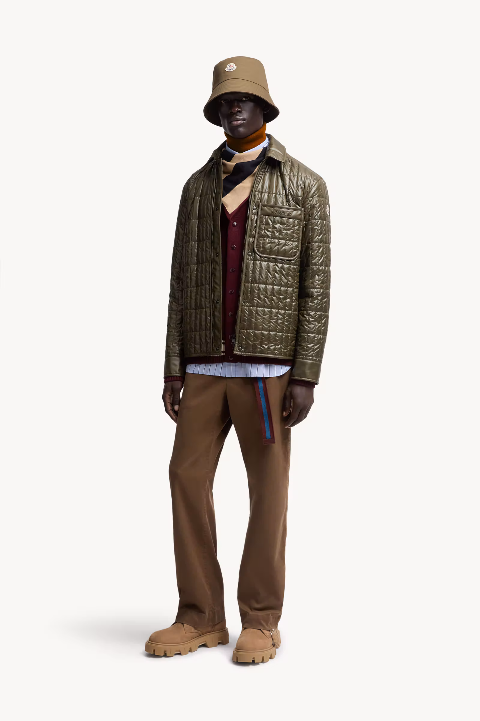 Madiere Vertical-Quilted Padded Shirt Jacket