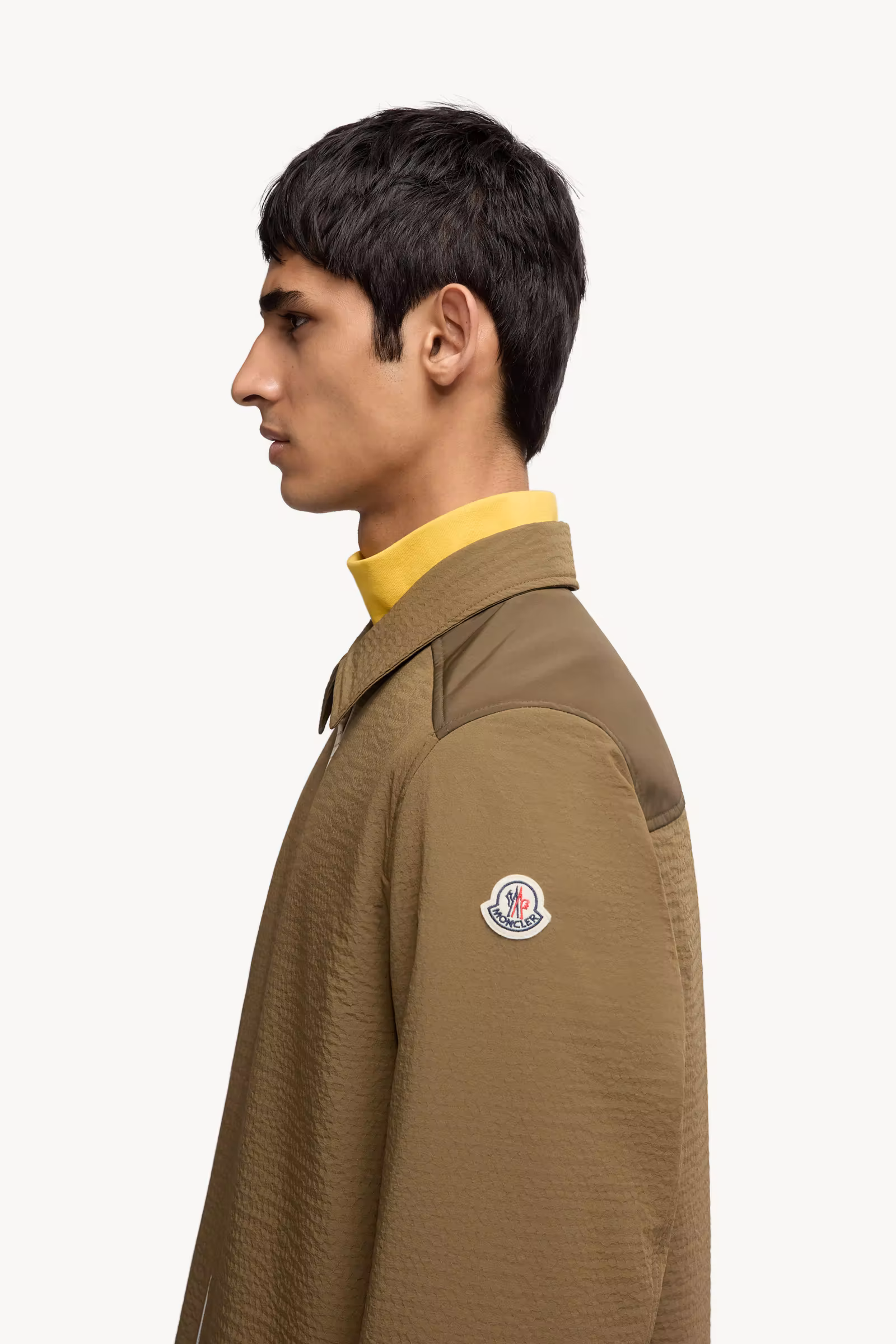 Padded Seersucker Zip-Up Shirt