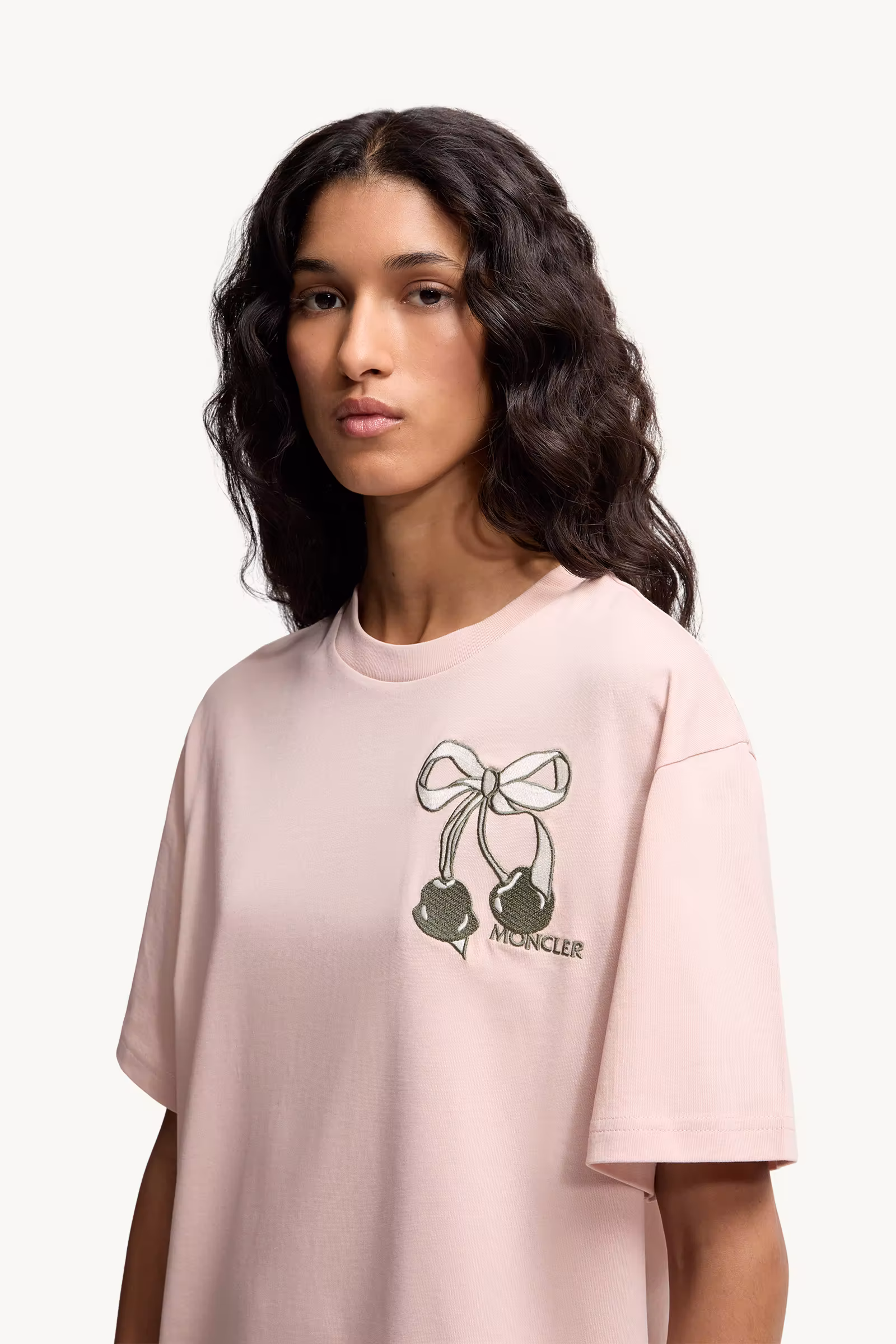 Embroidered Cherry Logo Cotton T-Shirt