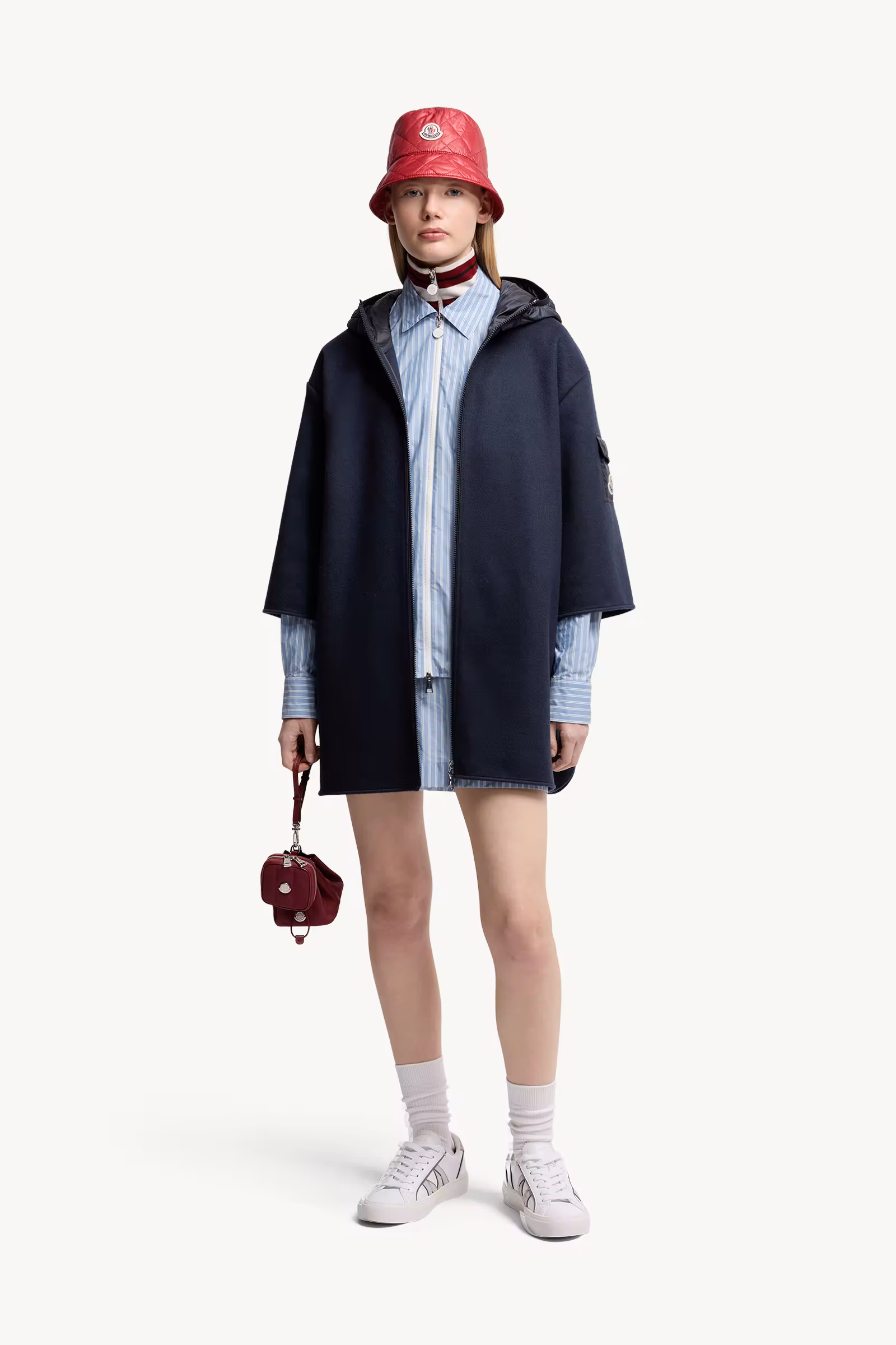 Wool Hooded Zip-Up Cape