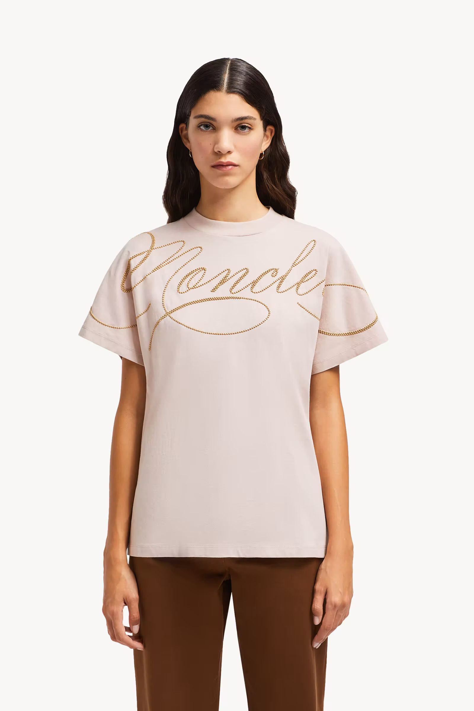 Embroidered Cursive Logo Cotton T-Shirt