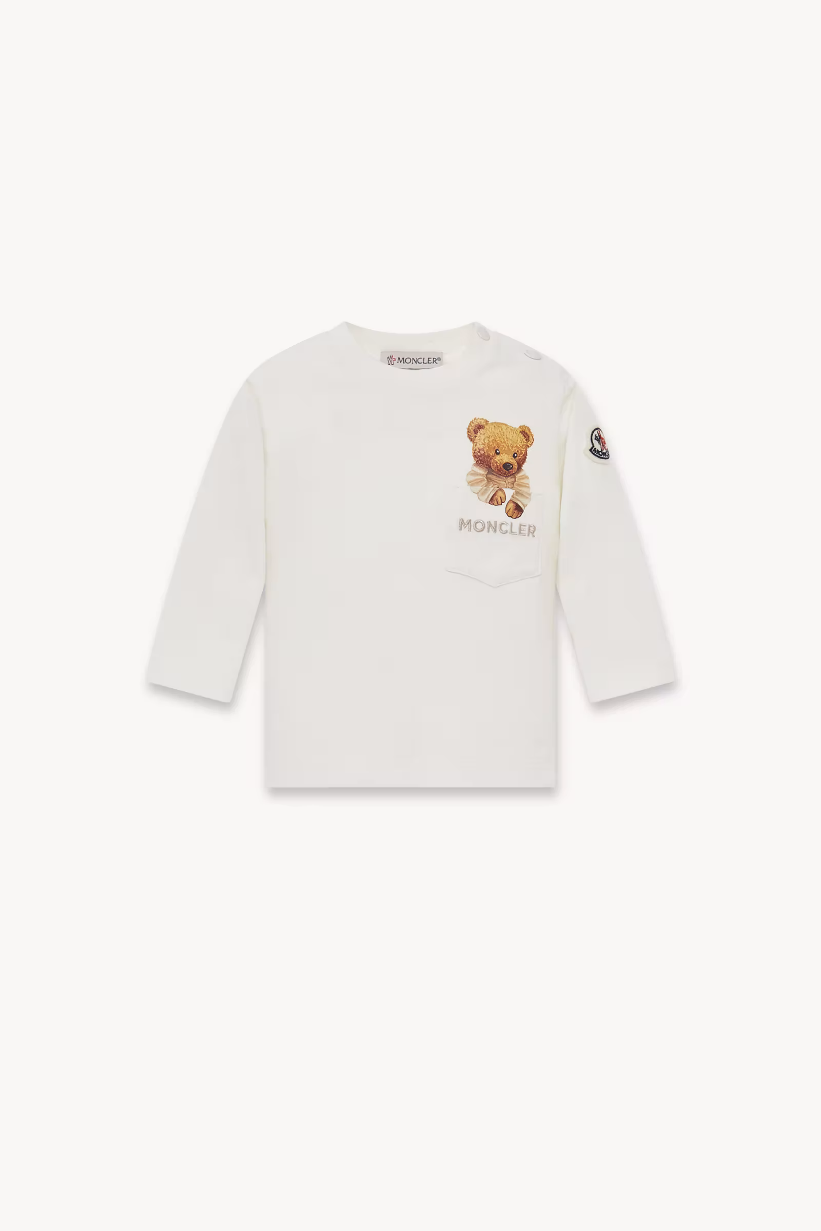 Teddy Bear Motif Cotton T-Shirt with Pocket
