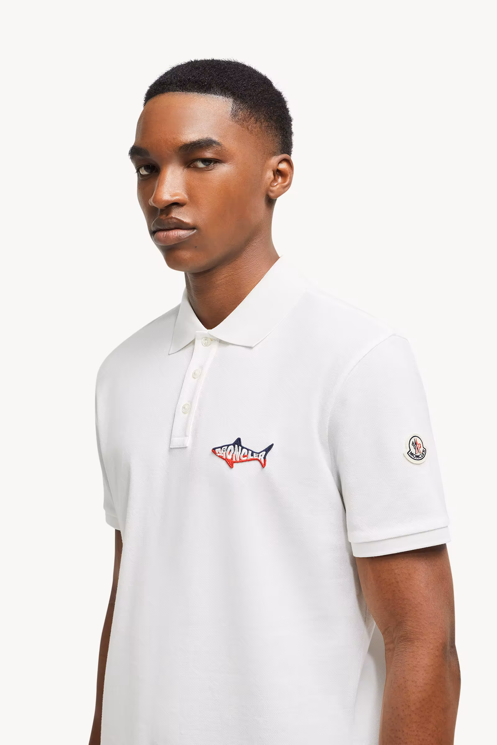 Shark Patch Cotton Piquet Polo Shirt