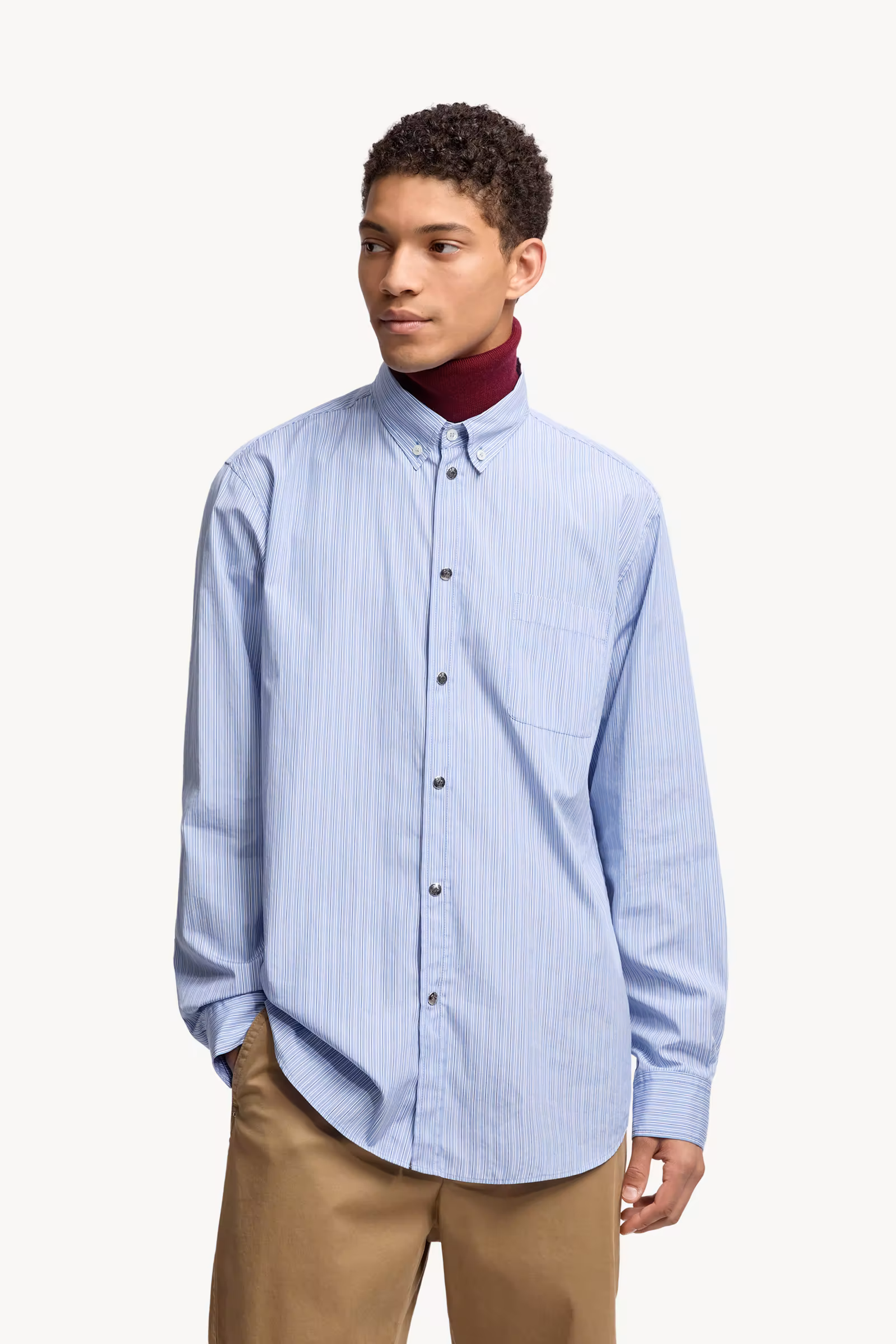 Striped Oxford Cotton Long Sleeve Shirt