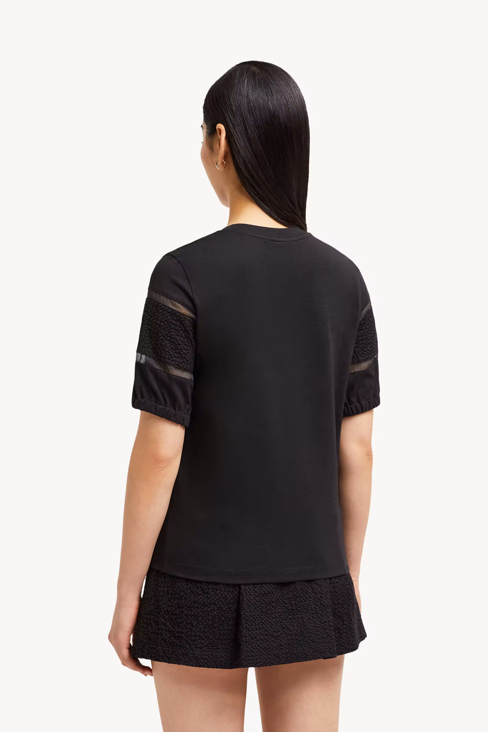 Silk Trim Cotton T-Shirt