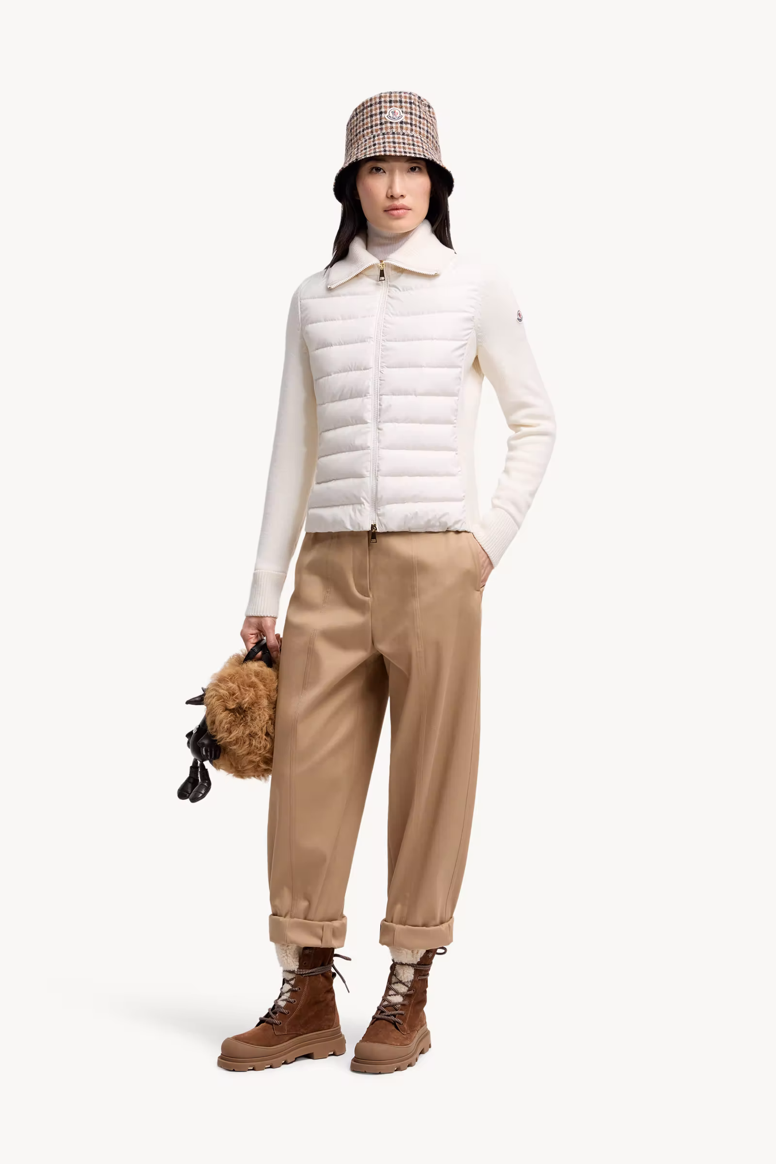 Padded Wool Zip-Up Cardigan