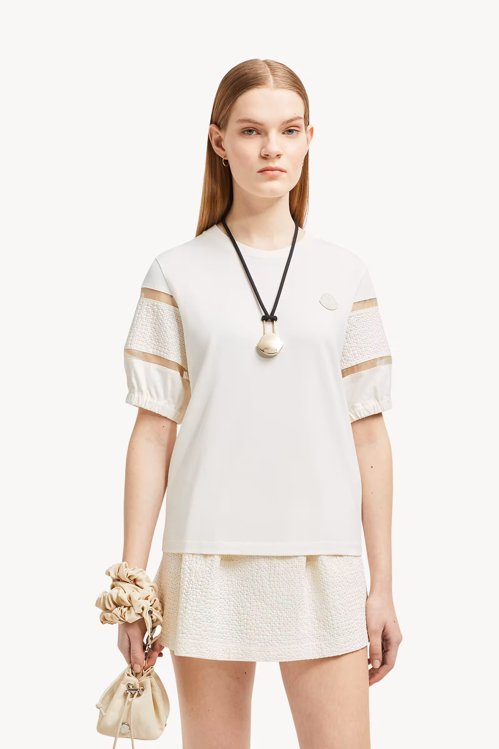Silk Trim Cotton T-Shirt