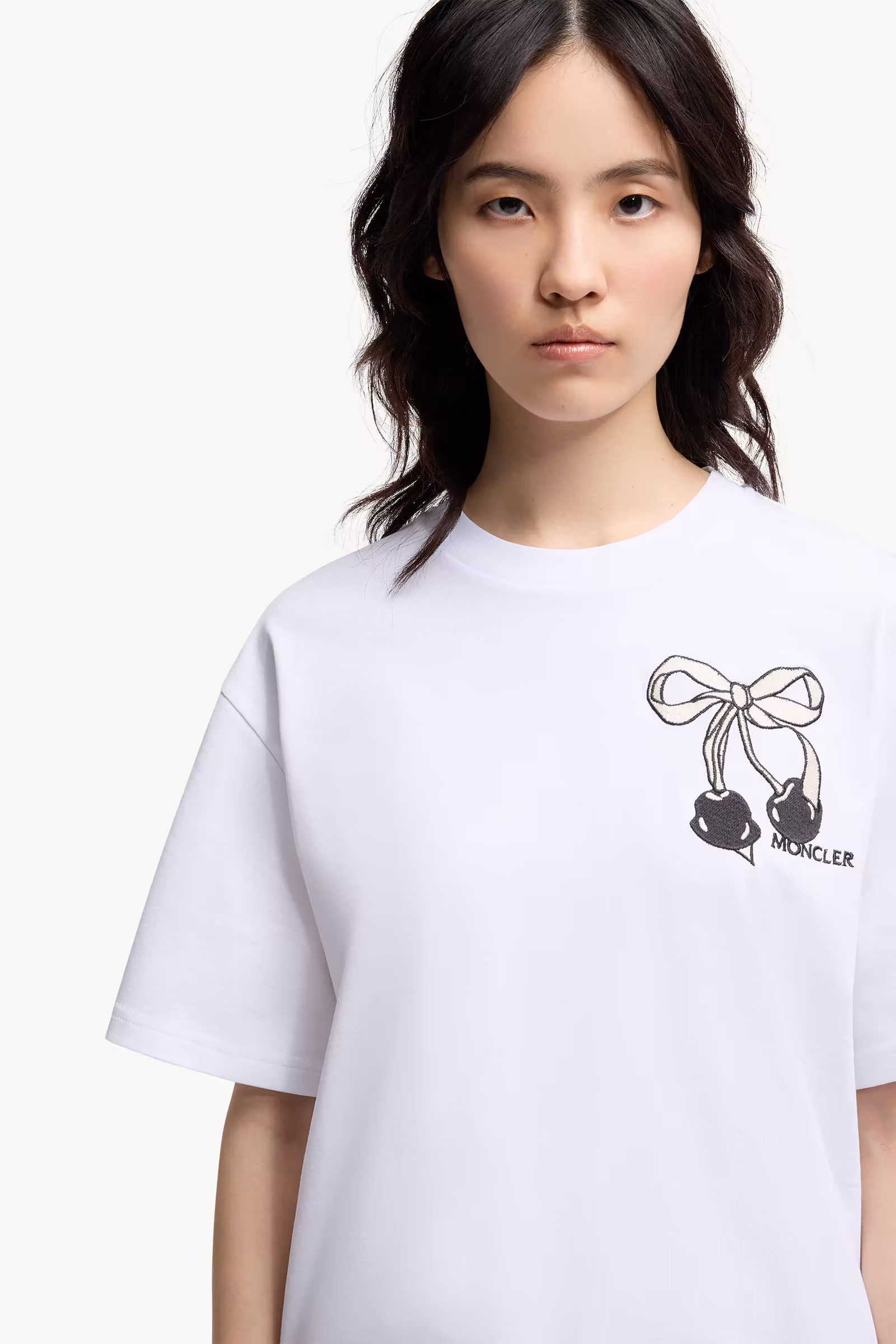 Embroidered Cherry Logo Cotton T-Shirt