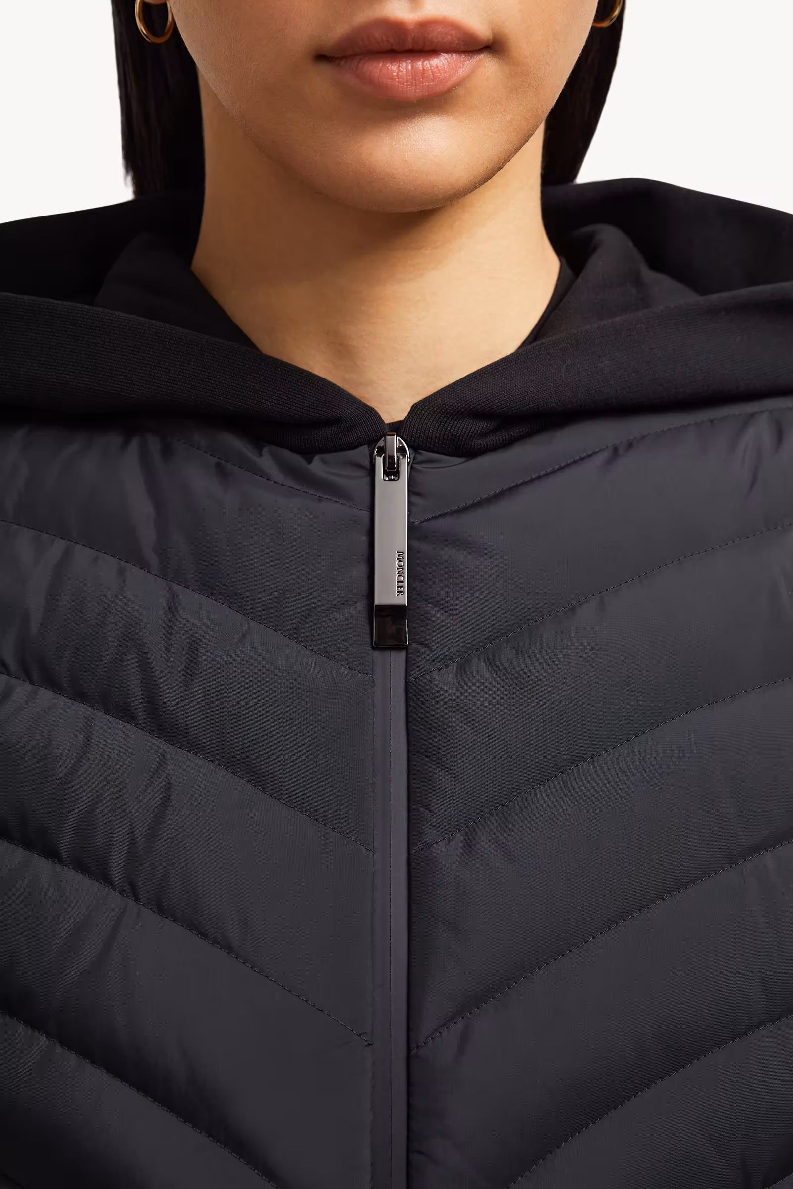 Padded Diagonal-Quilted Cotton Zip-Up Hoodie