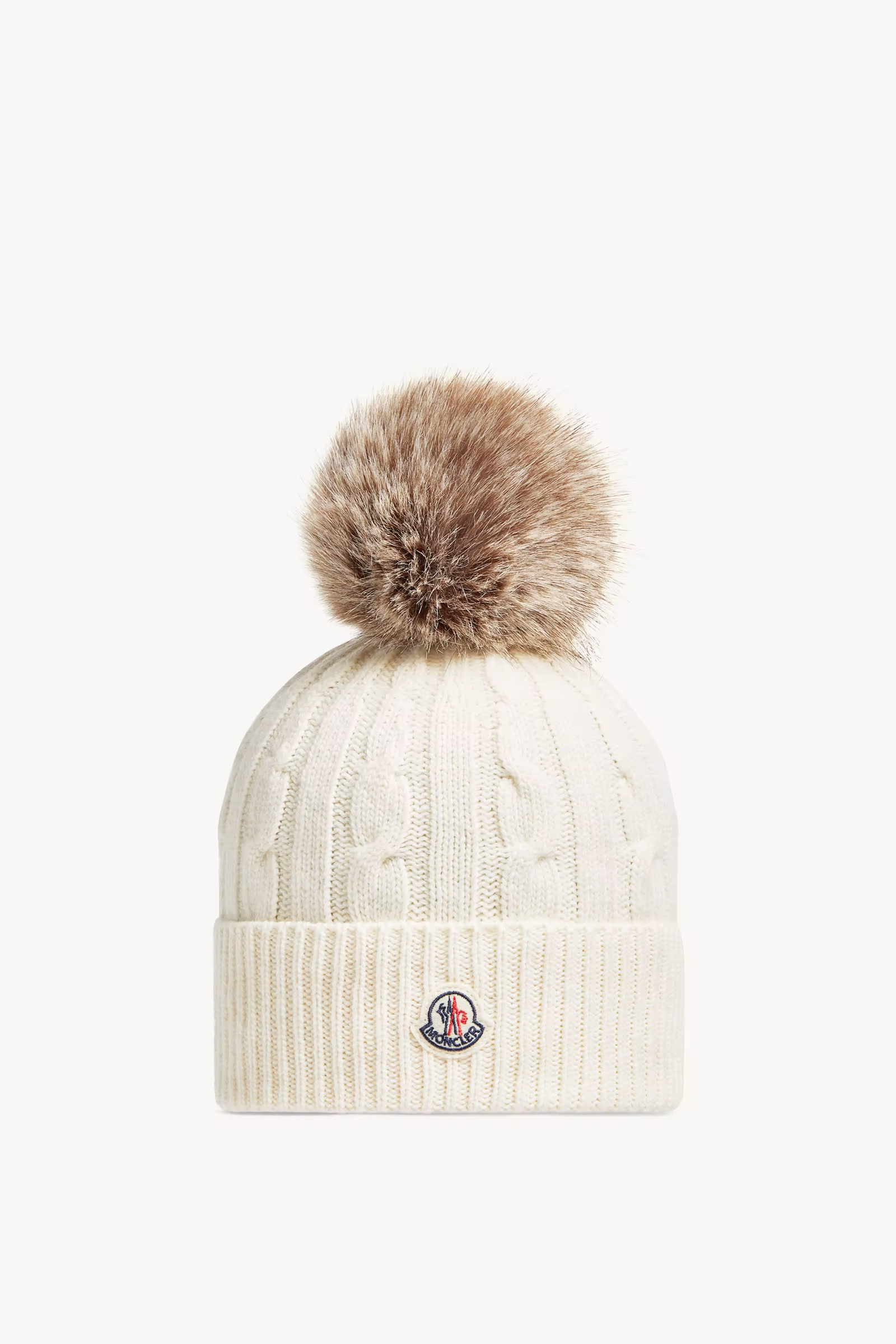 Wool & Cashmere Beanie with Faux Fur Pom Pom