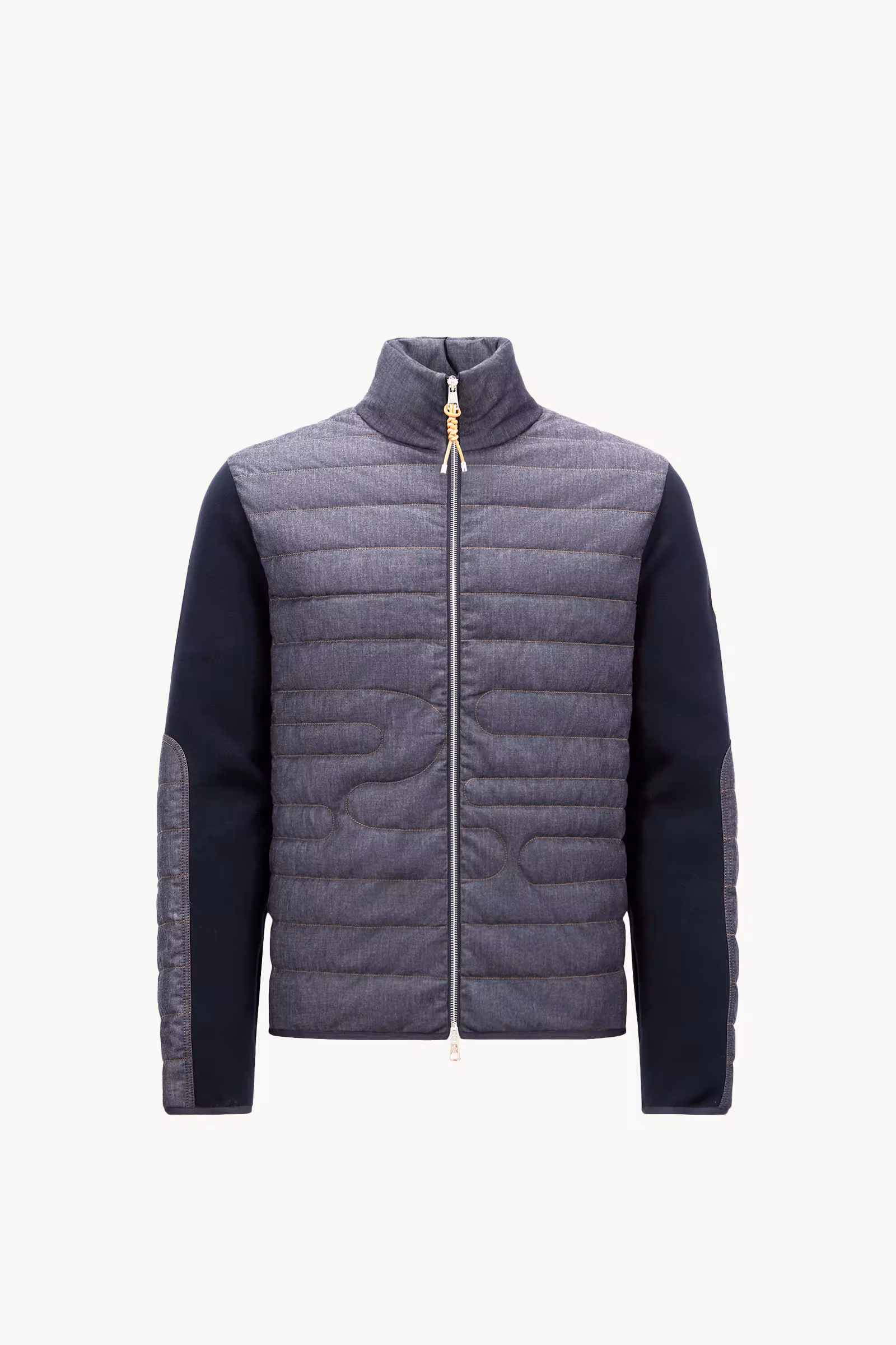 Padded Snake-Quilted Denim Cardigan