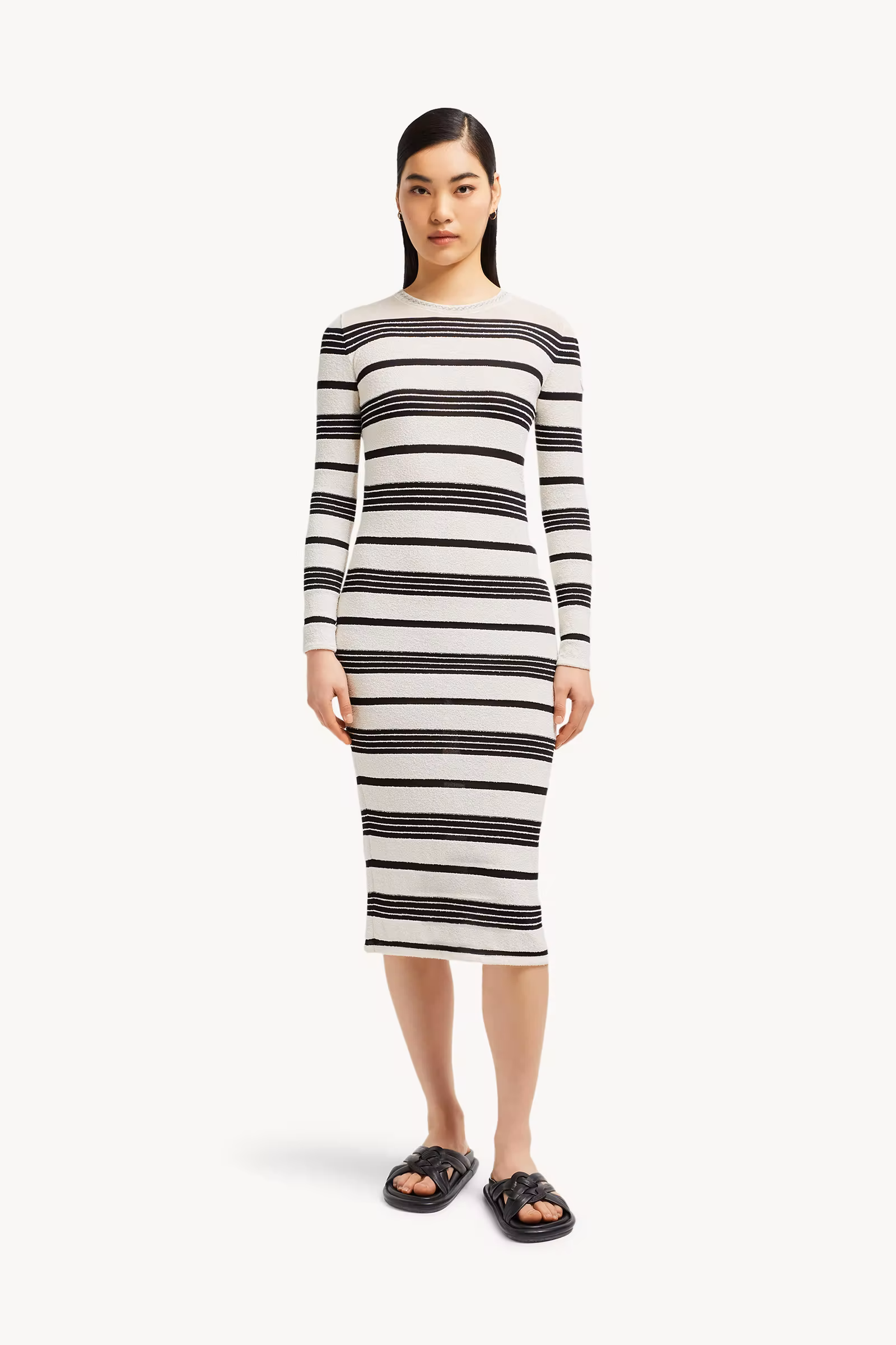 Striped Bouclé Midi Dress