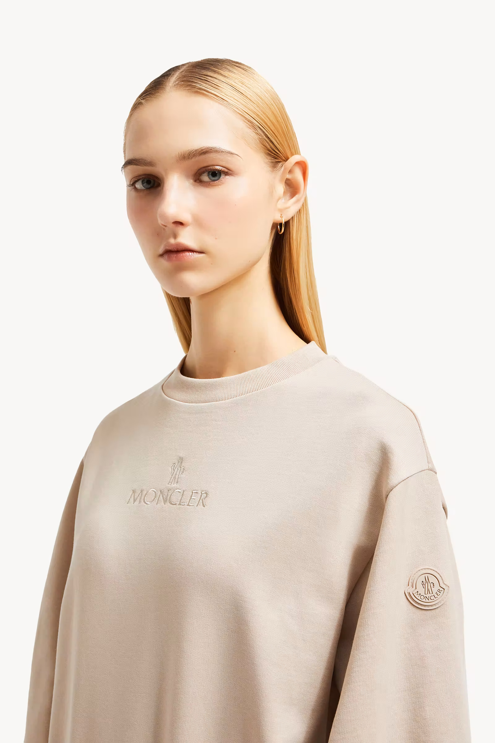 Pleated Sleeve Cotton Sweatshirt