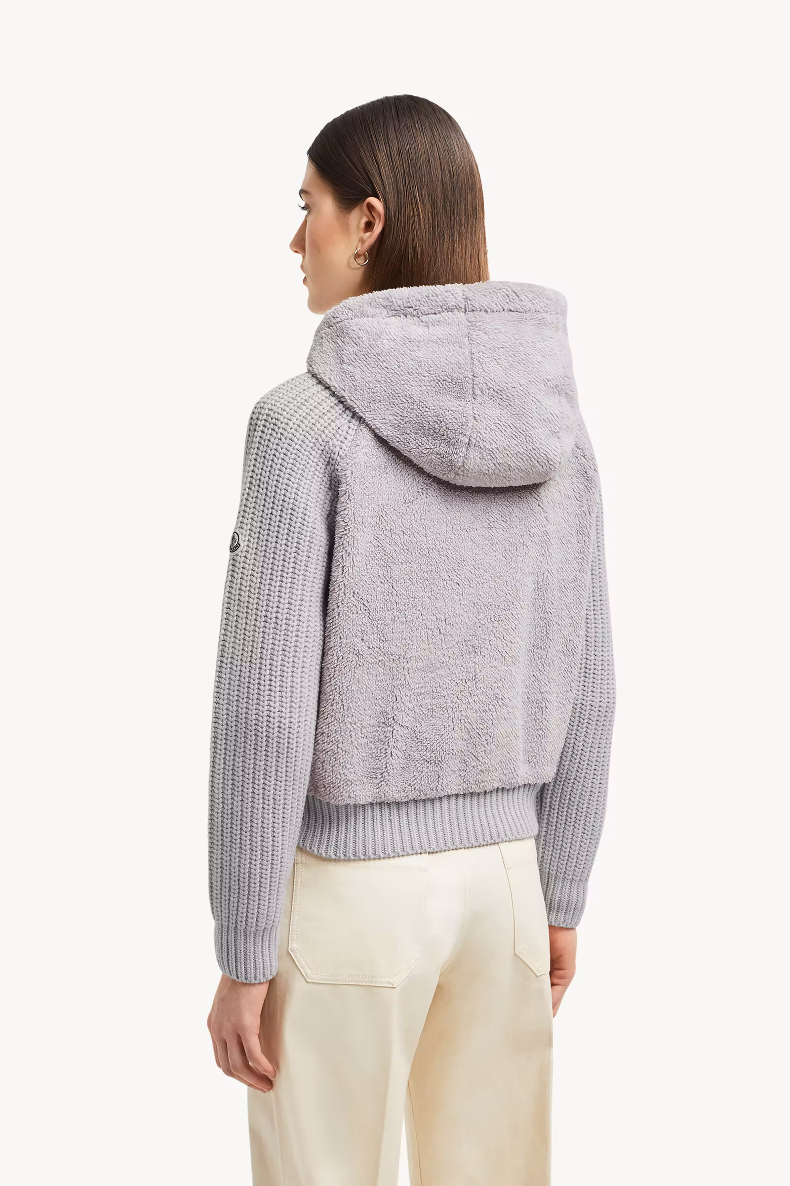 Padded Wool & Teddy Zip-up Hoodie