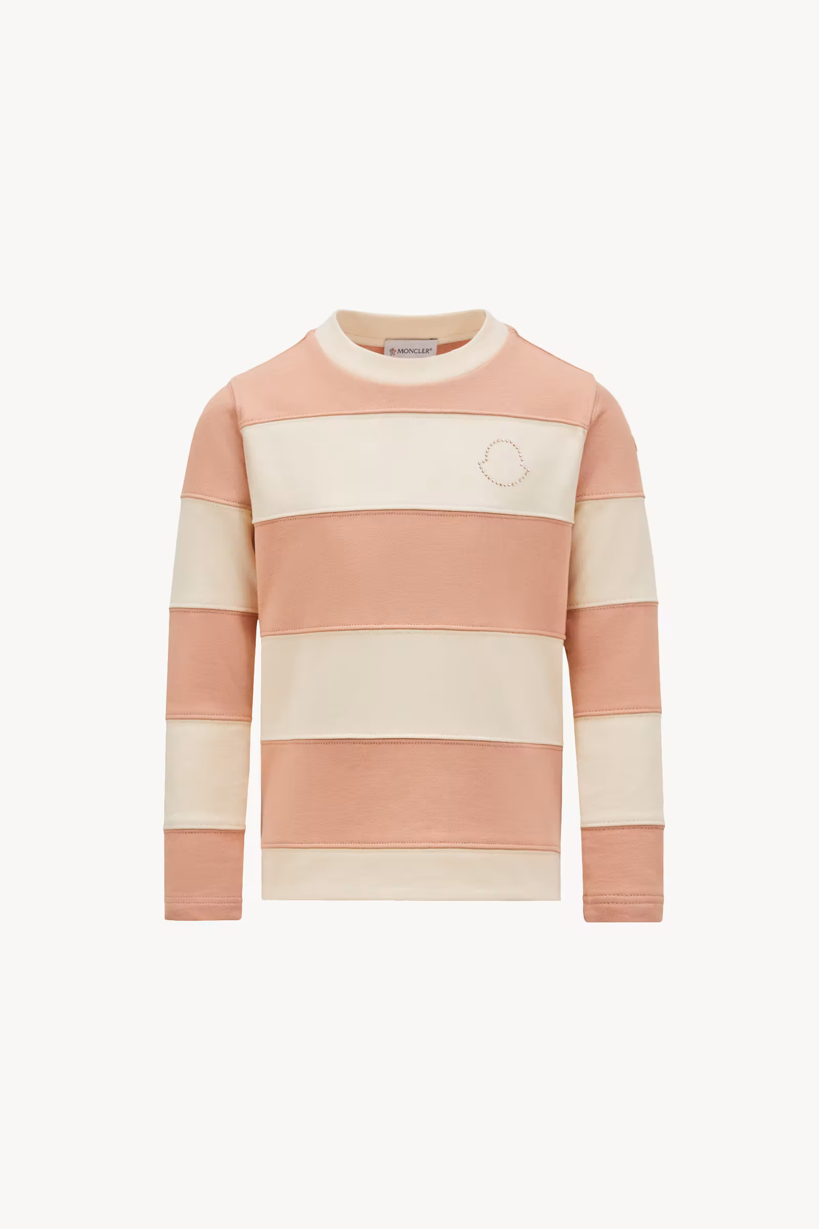 Rhinestones Logo Striped Cotton Sweatshirt