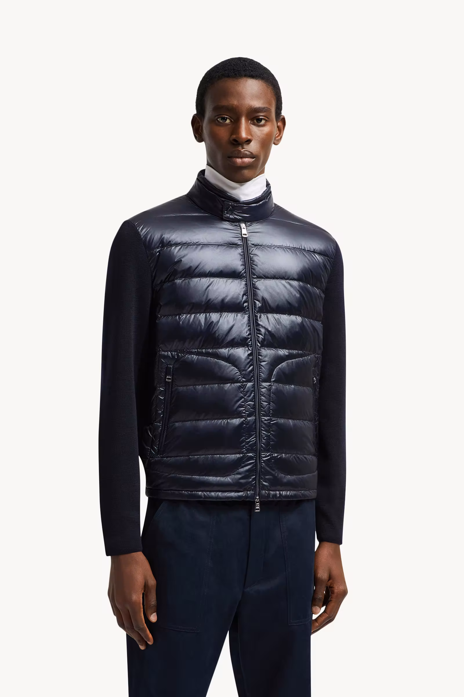 Padded Wool Zip-Up Cardigan