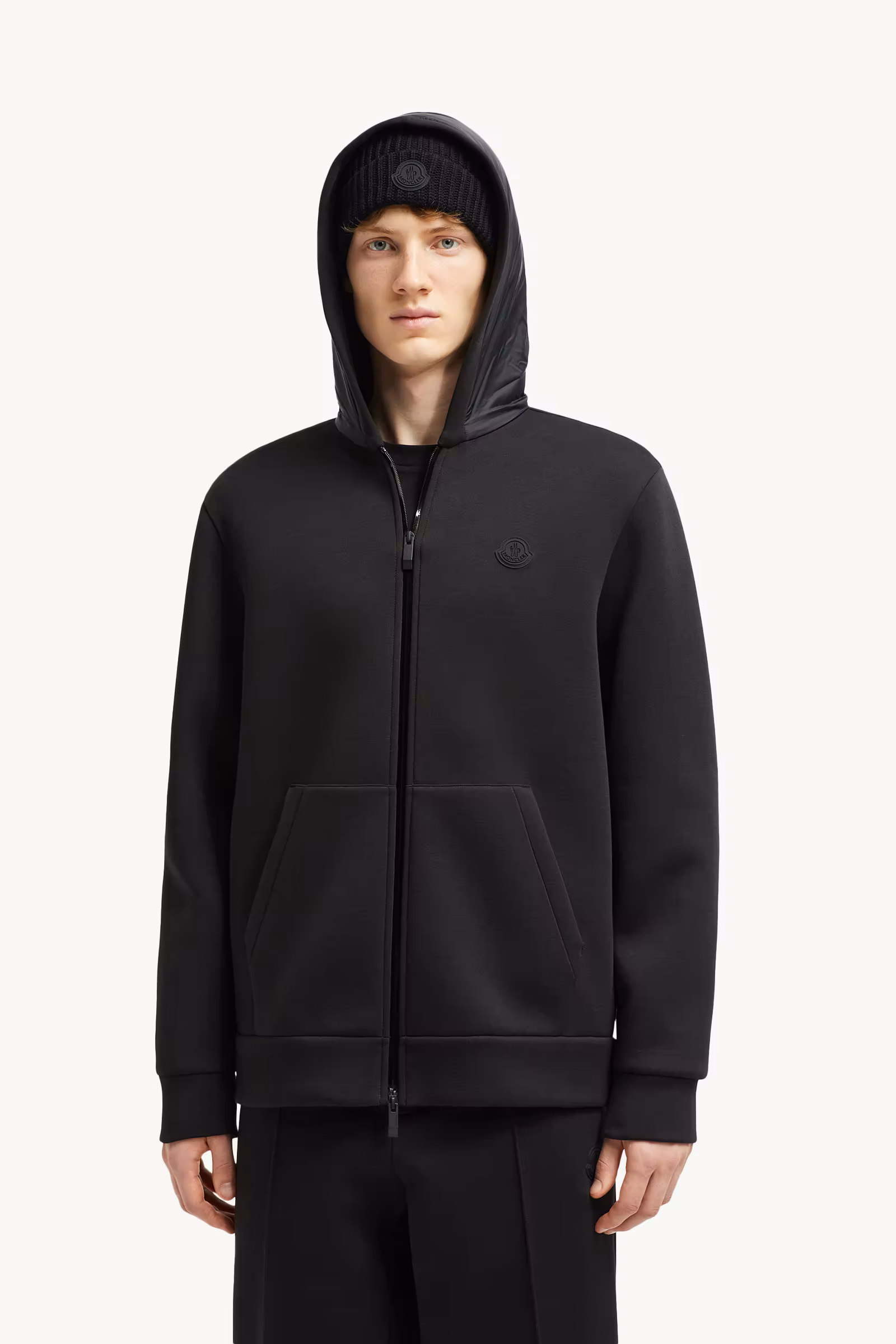 Cotton & Neoprene Zip-Up Hoodie