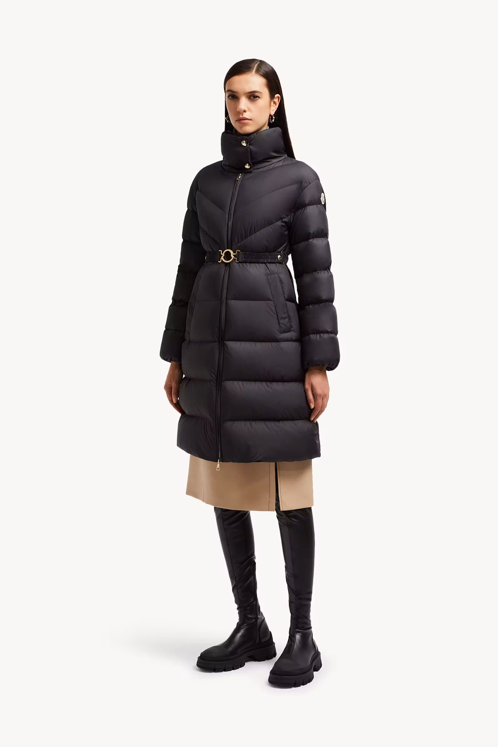 Brou Diagonal-Quilted Long Down Jacket