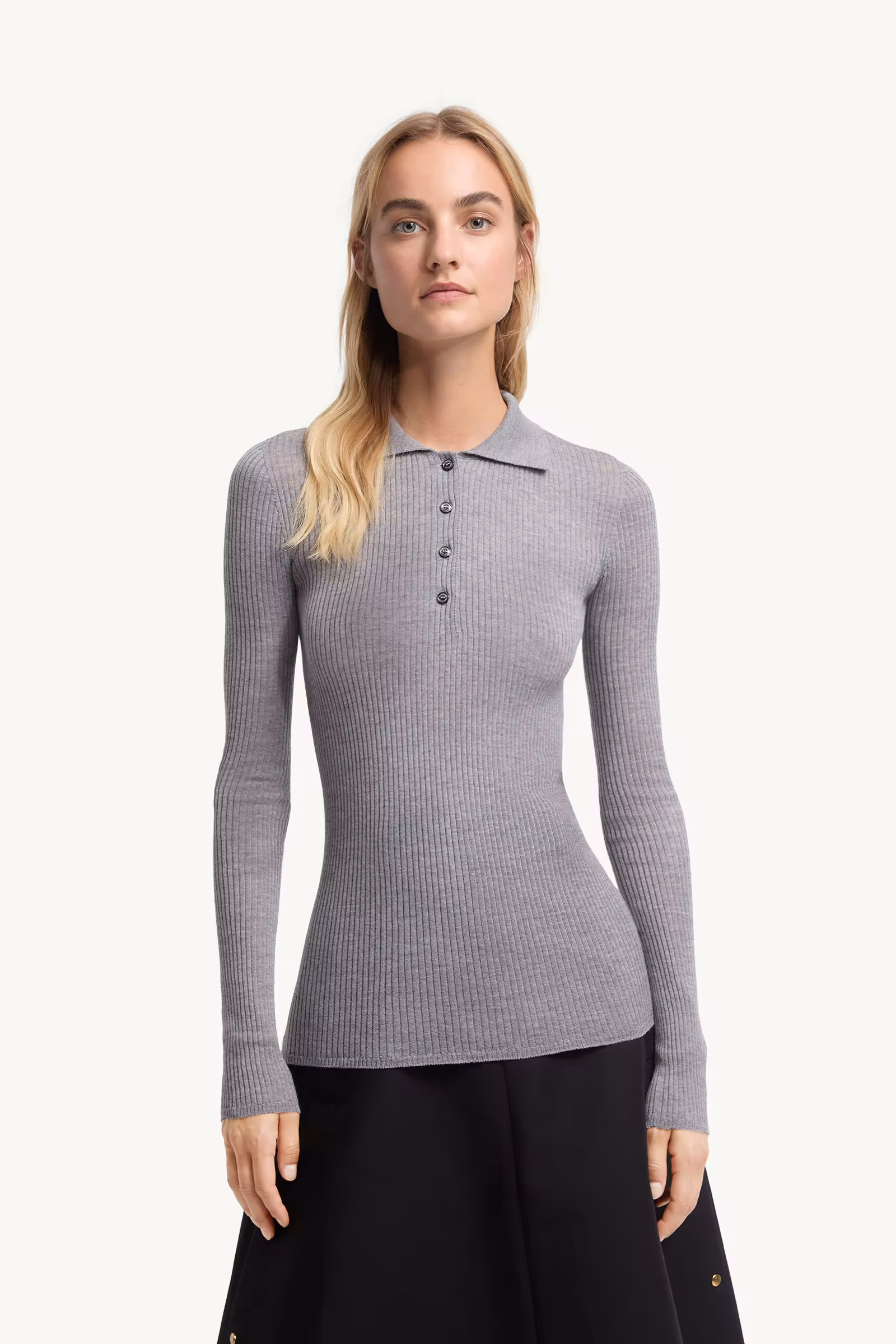 Wool Long Sleeve Polo Shirt