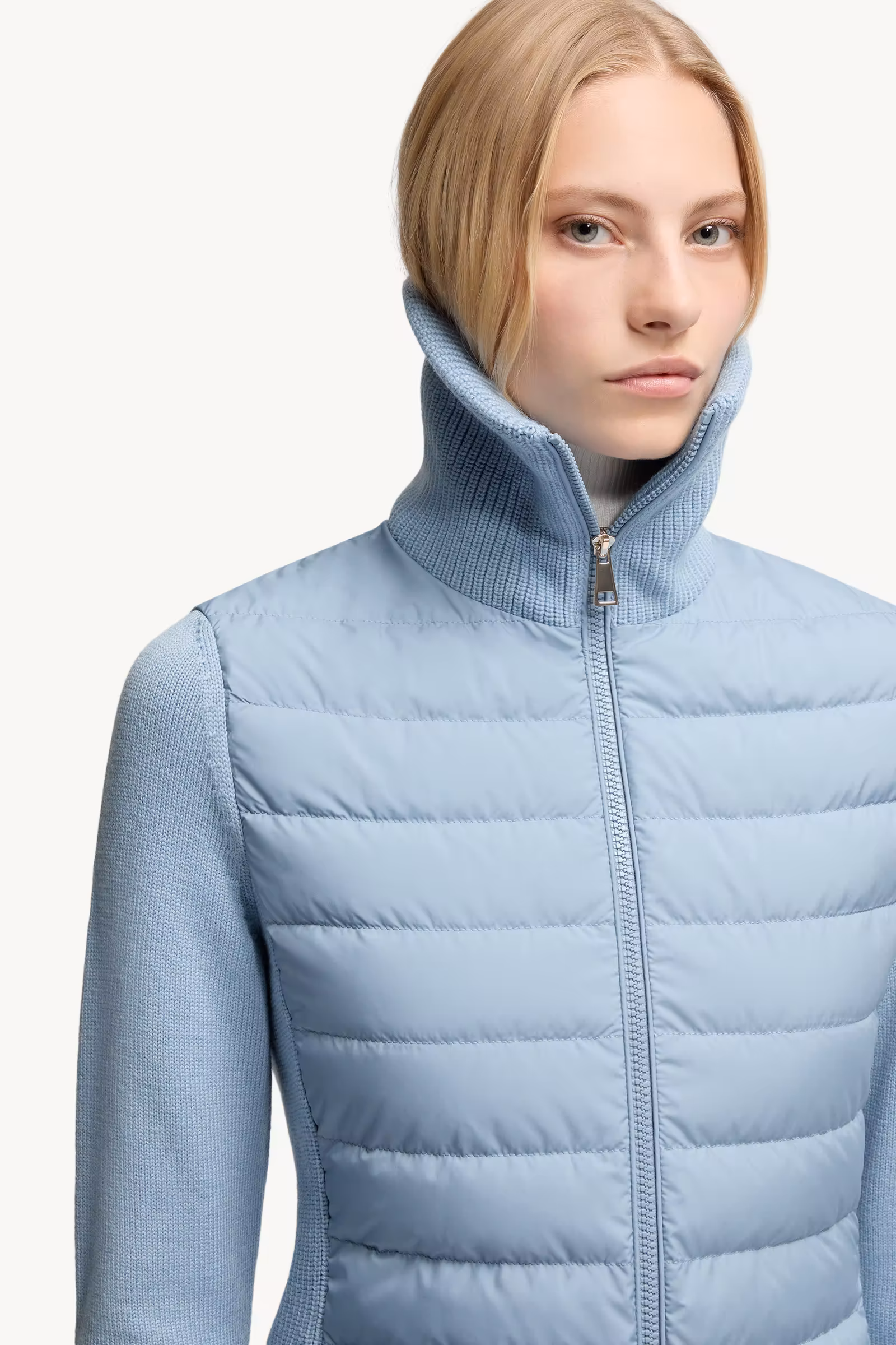 Padded Wool Zip-Up Cardigan