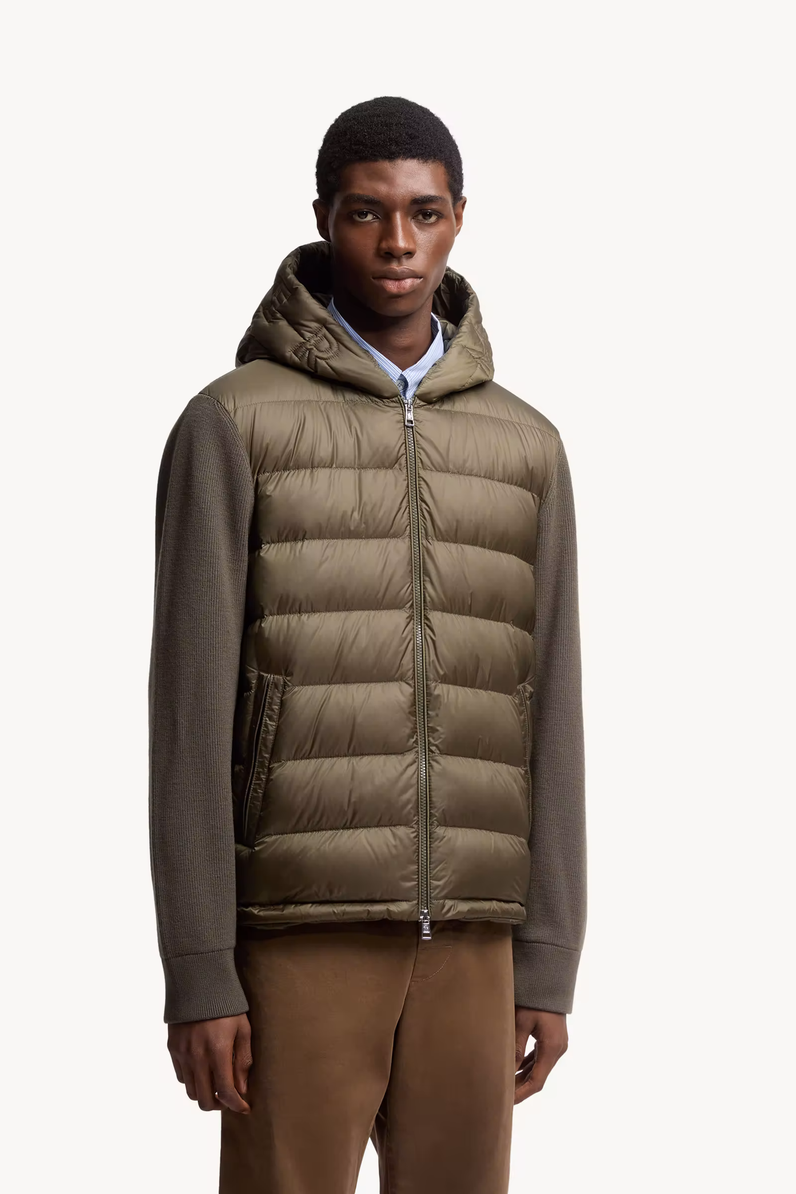 Padded Wool Zip-Up Hoodie