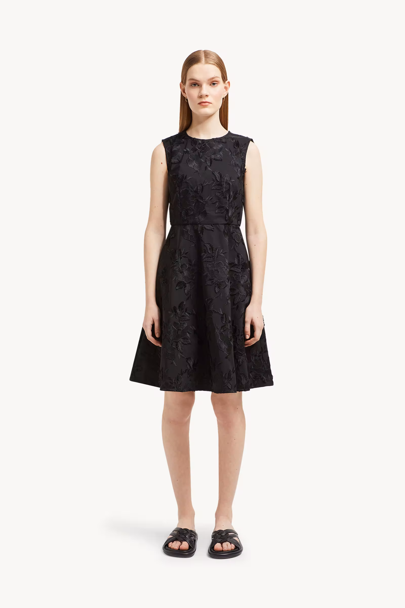 Textured Floral Gabardine Dress