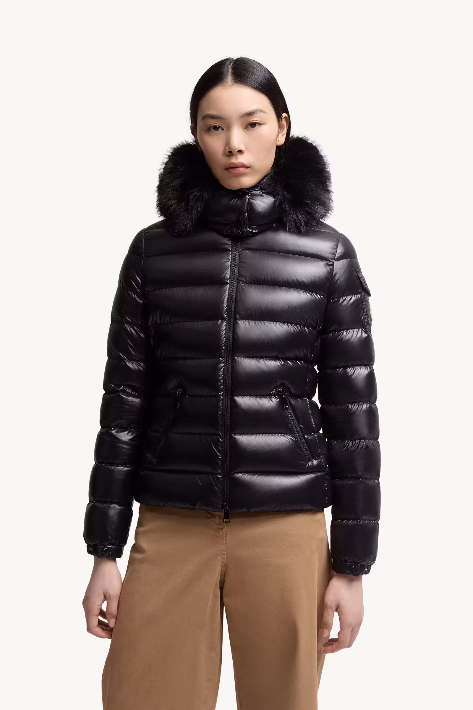 Badyf Faux Fur-Trimmed Hooded Short Down Jacket