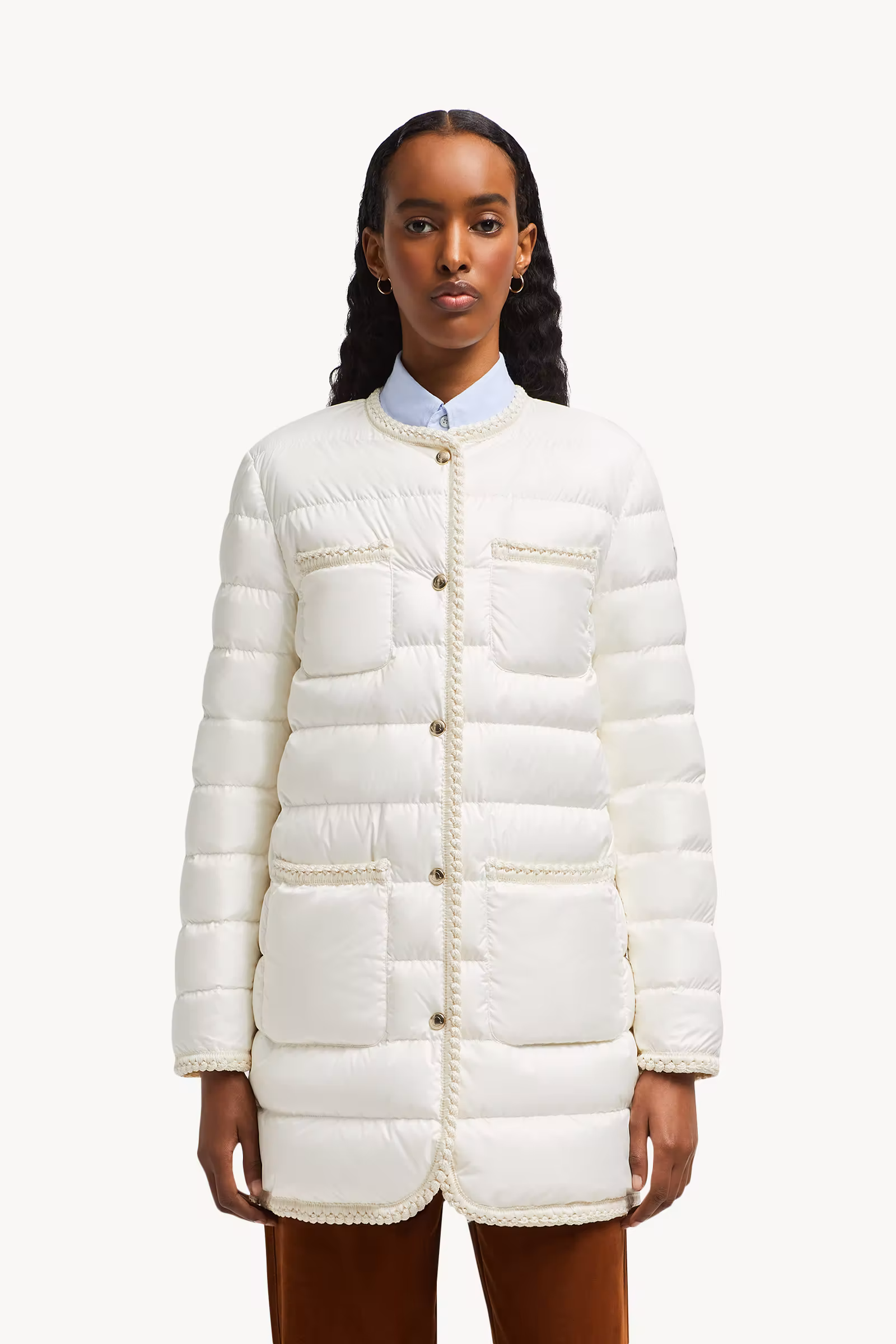 Gencaylong Braided Trim Mid-Length Down Jacket