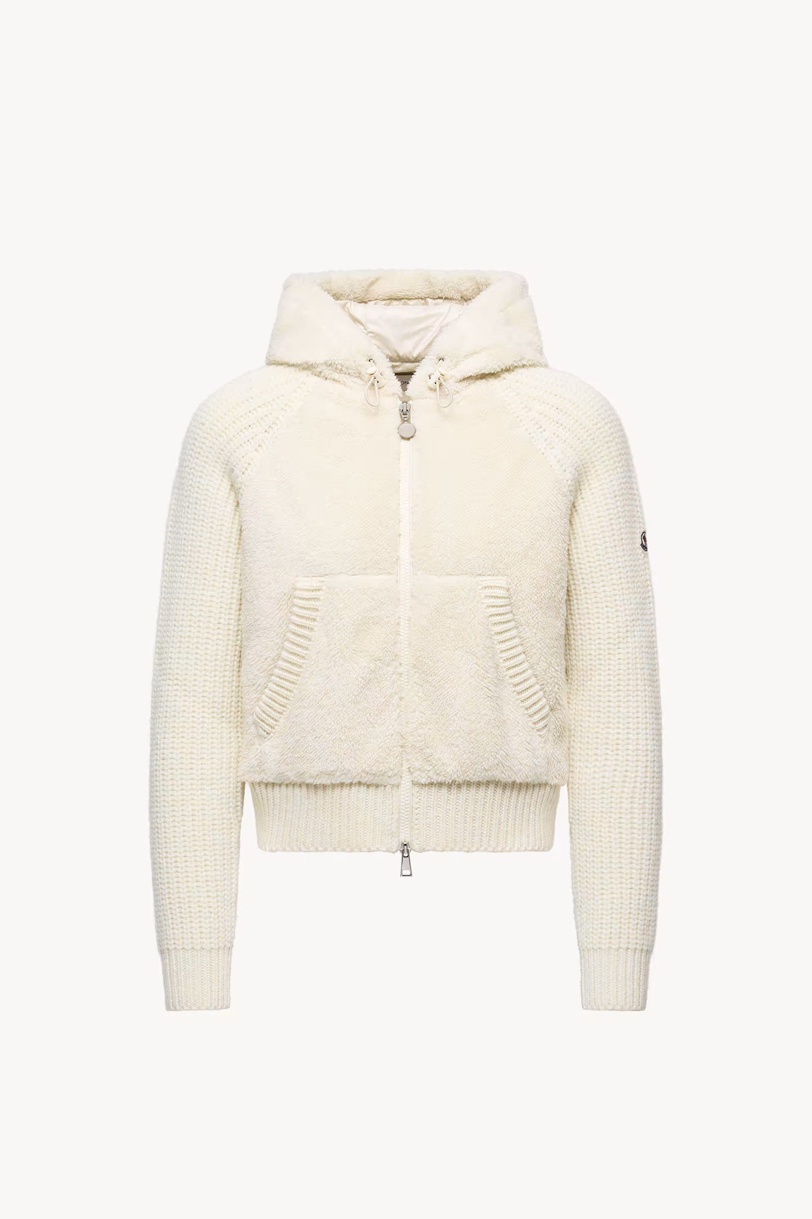 Padded Wool & Teddy Zip-up Hoodie