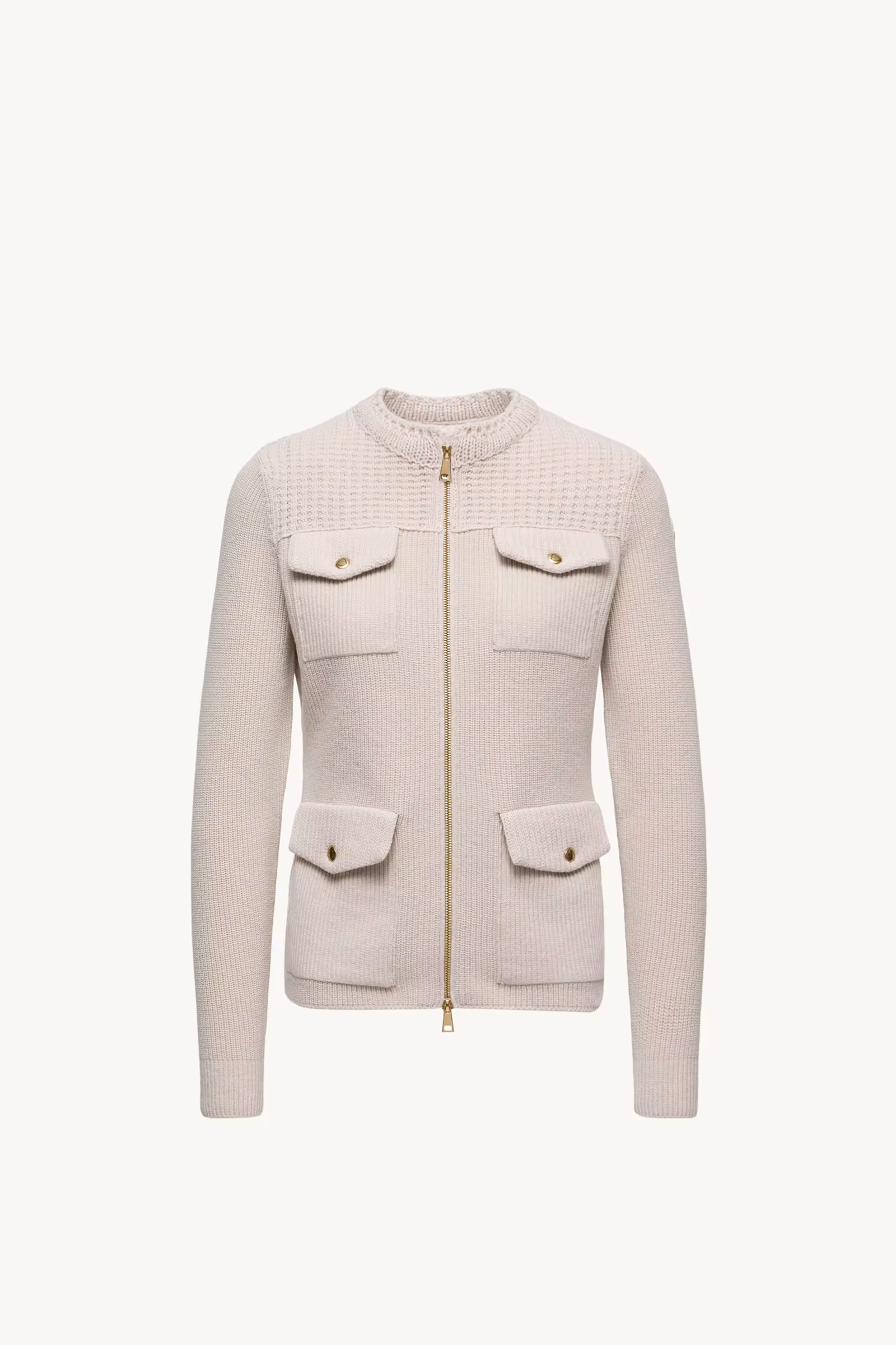 Padded Wool Zip-Up Cardigan