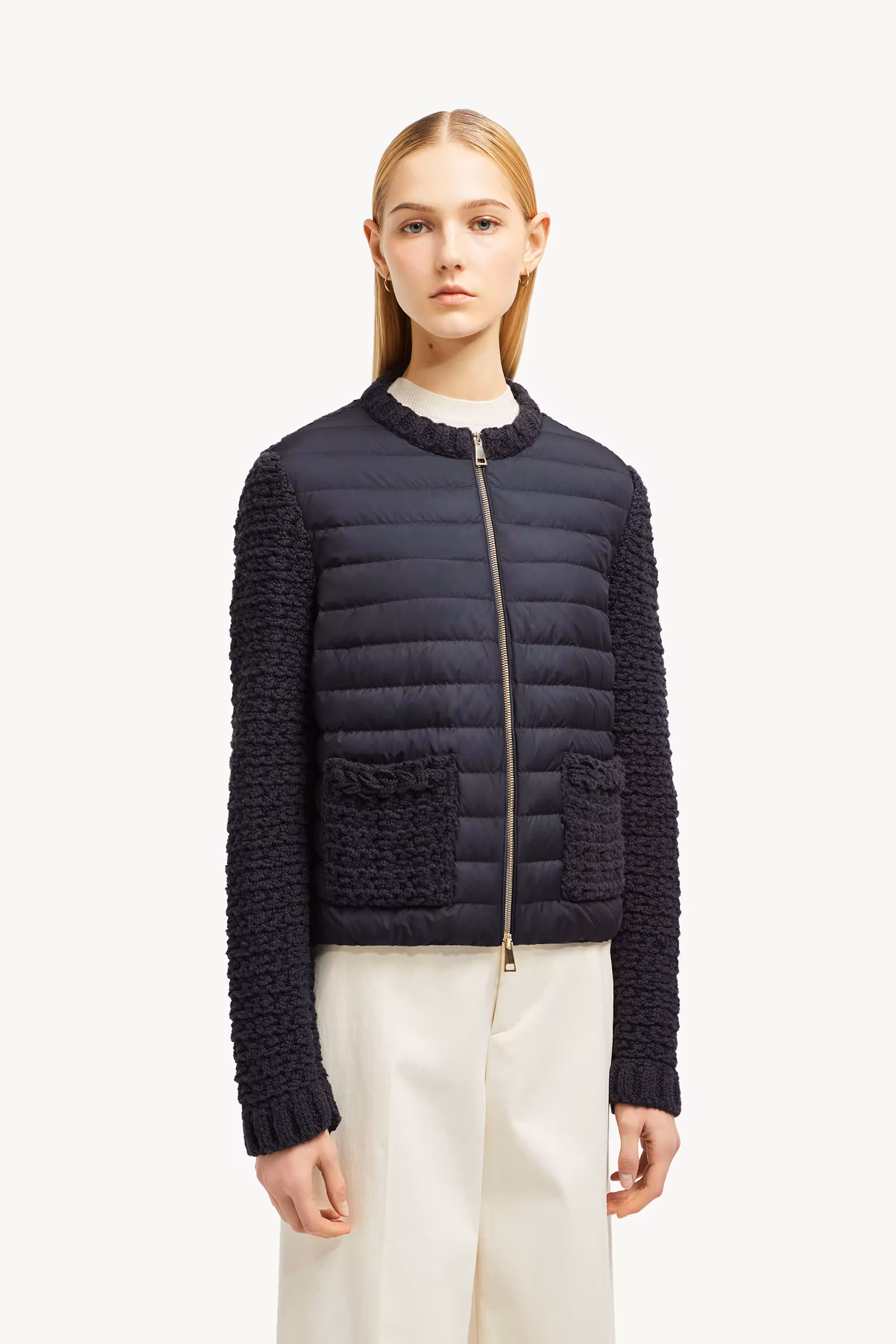 Padded Cotton Zip-Up Cardigan