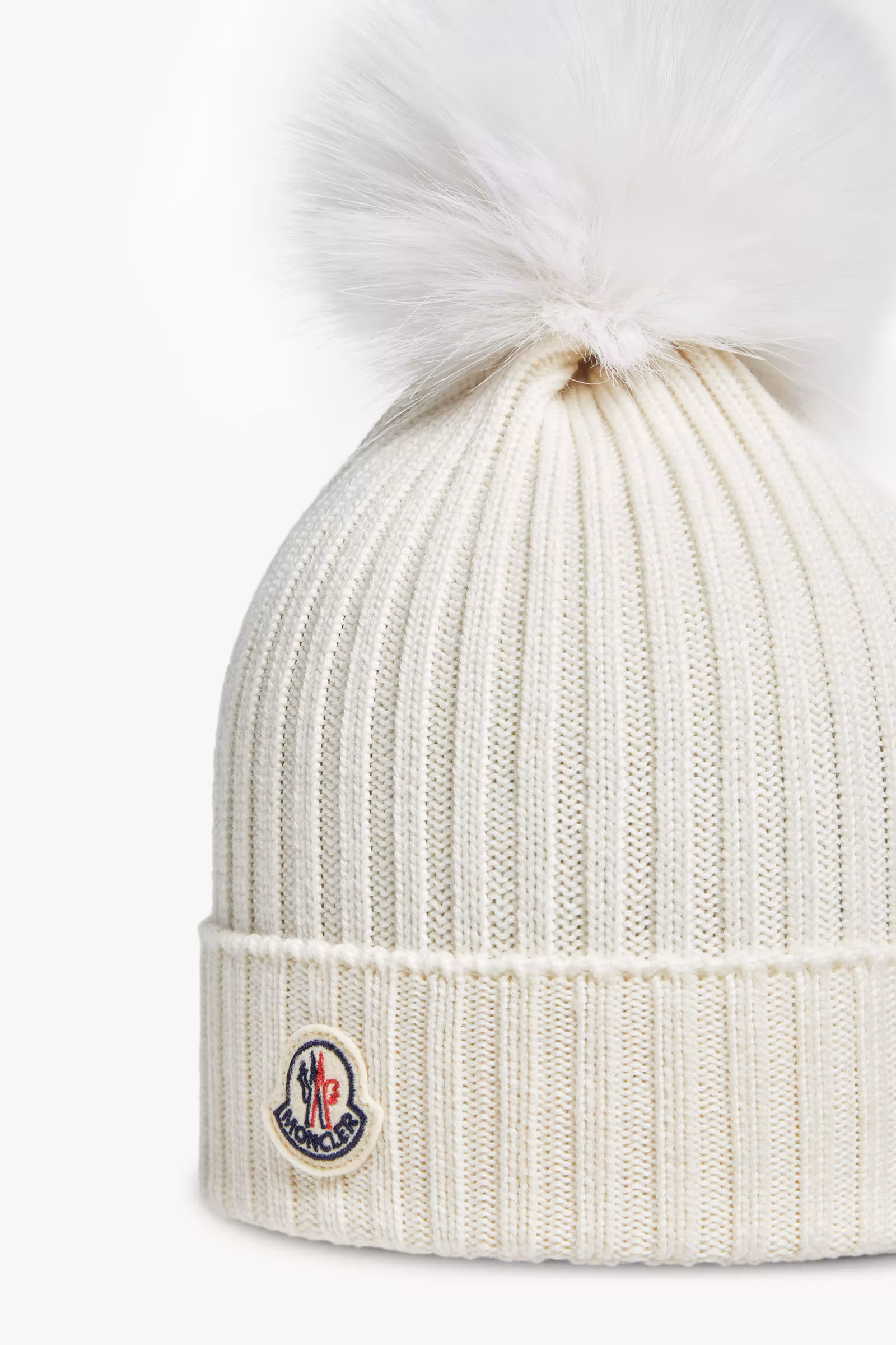 Wool Beanie with Faux Fur Pom Pom