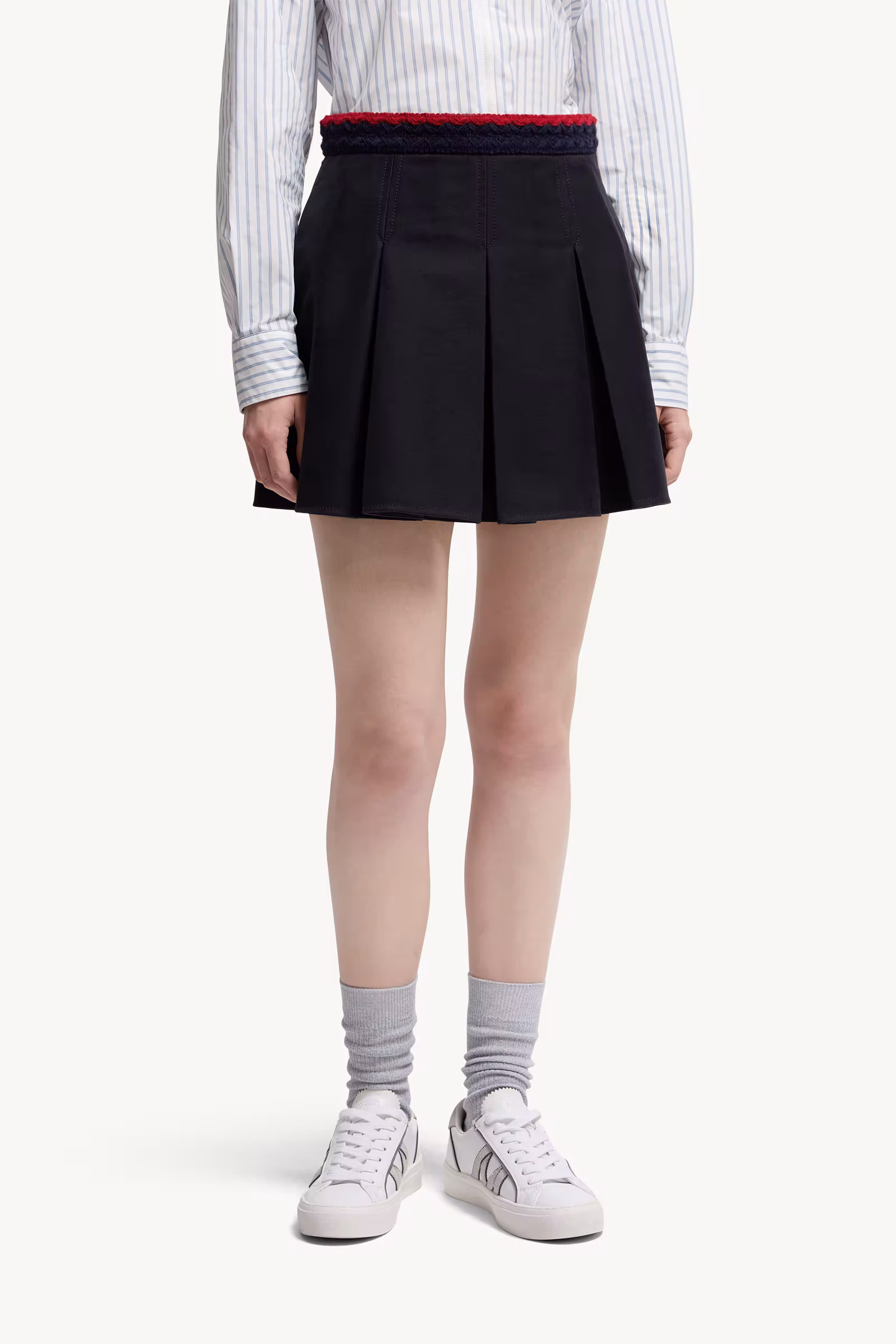 Cotton Gabardine Pleated Mini Skirt