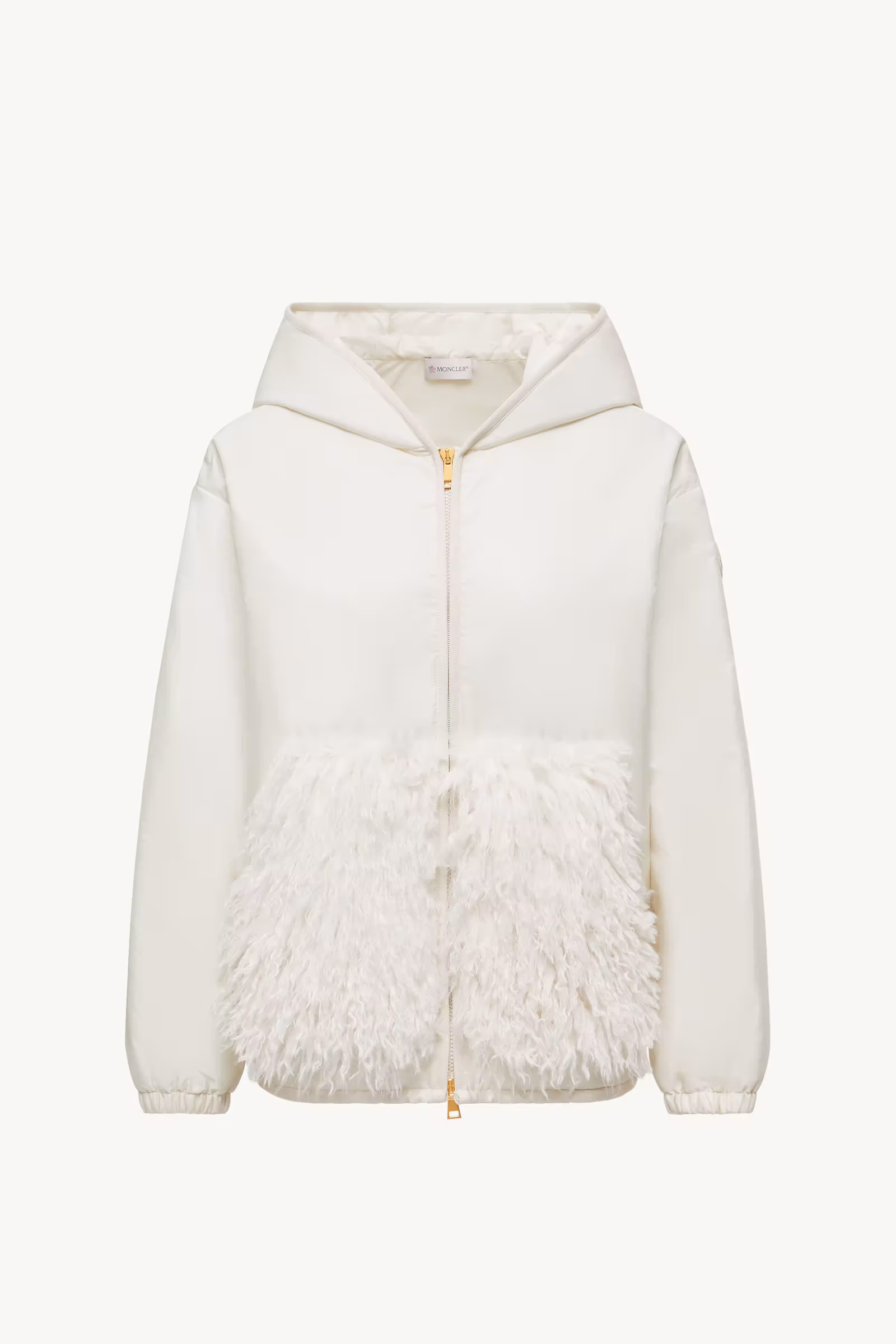 Teddy-Trimmed Padded Zip-Up Hoodie