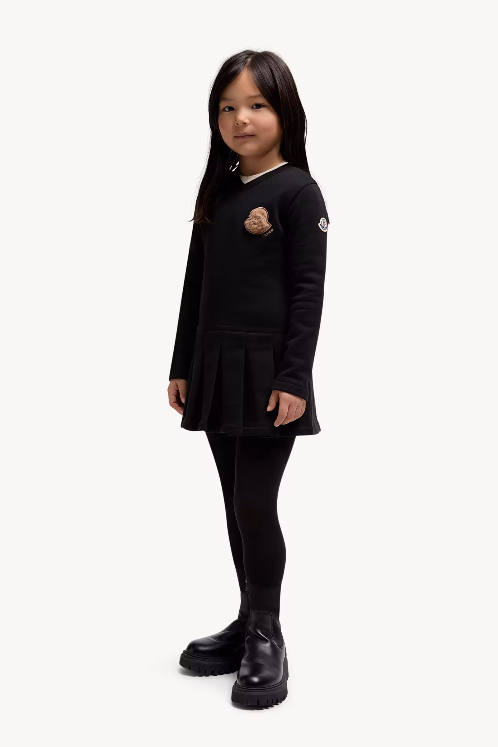 Teddy Logo Pleated Cotton Dress