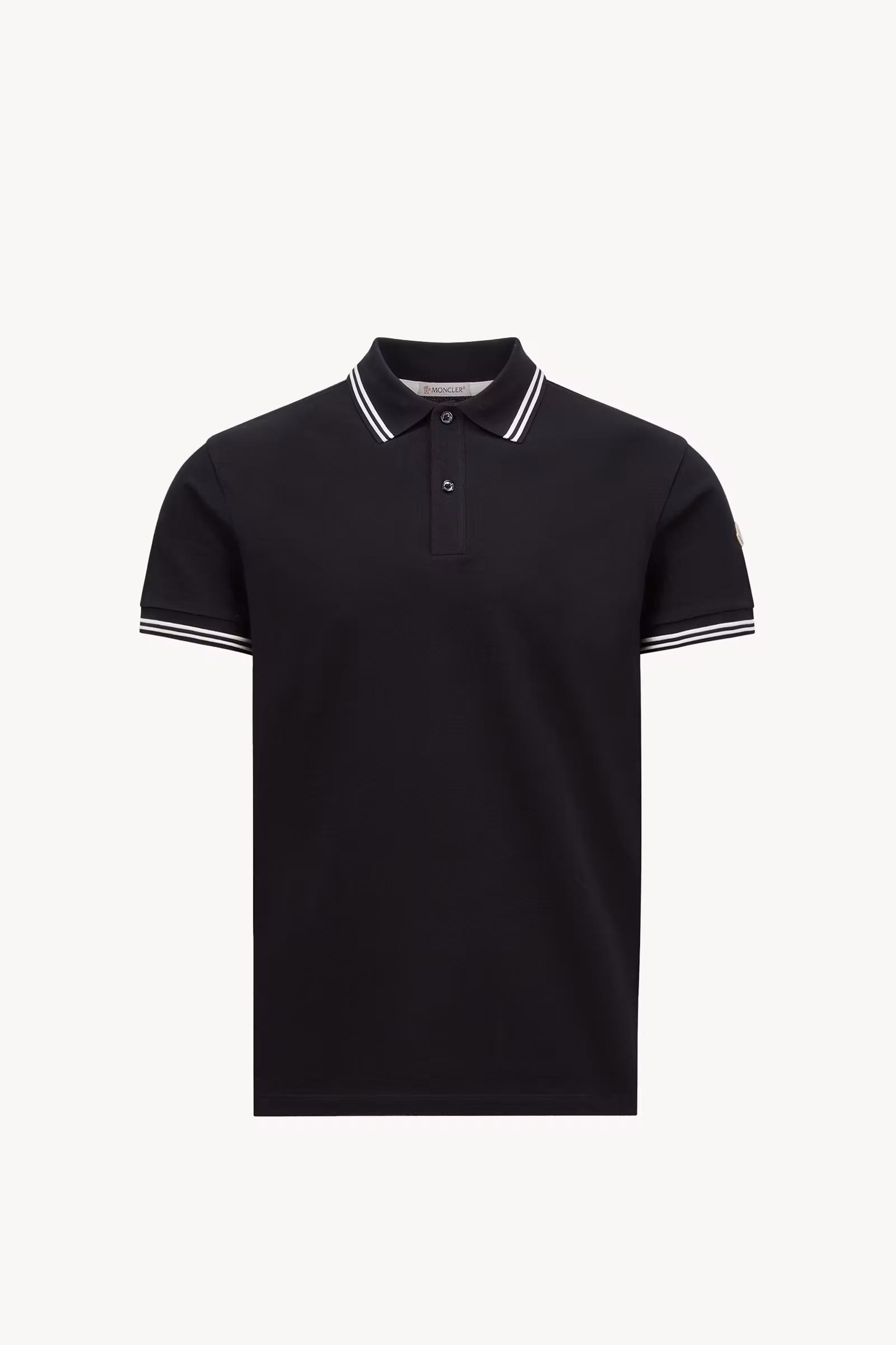 Striped Trim Cotton Piquet Polo Shirt