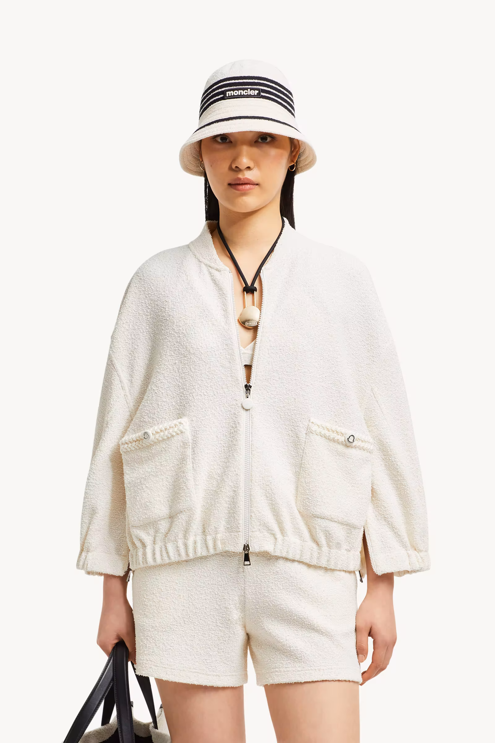 2-in-1 Bouclé Zip-Up Cardigan