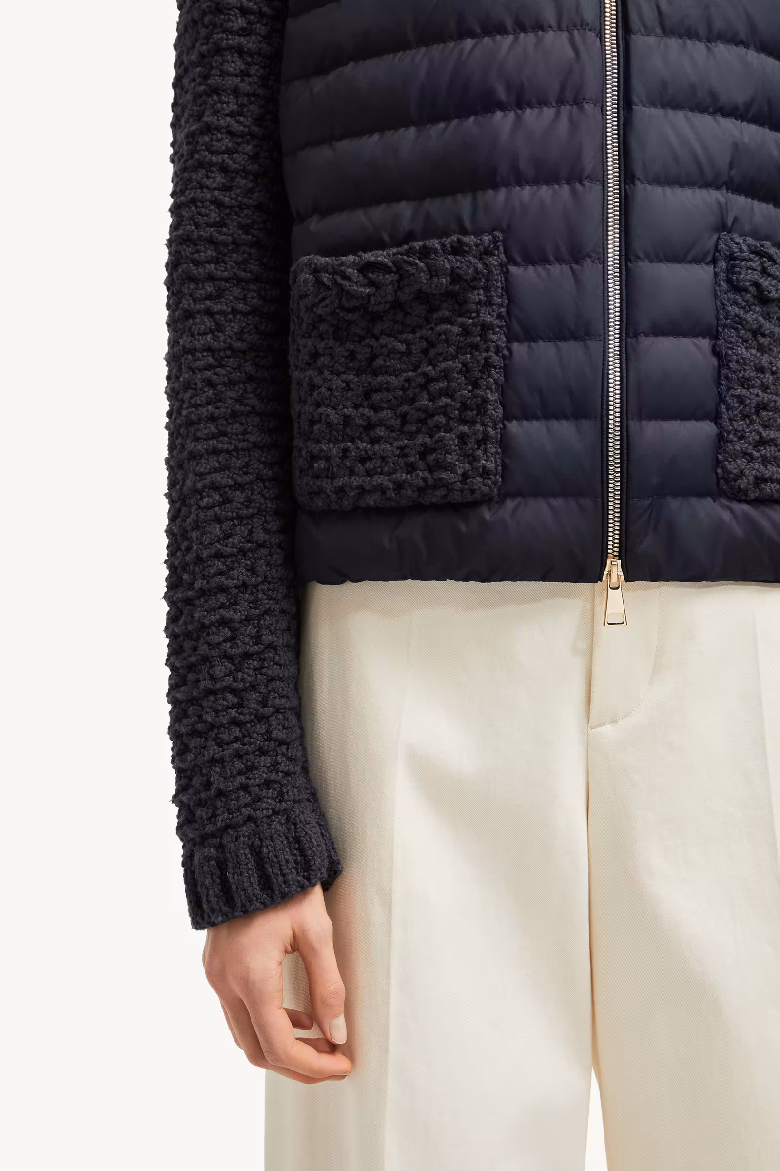 Padded Cotton Zip-Up Cardigan