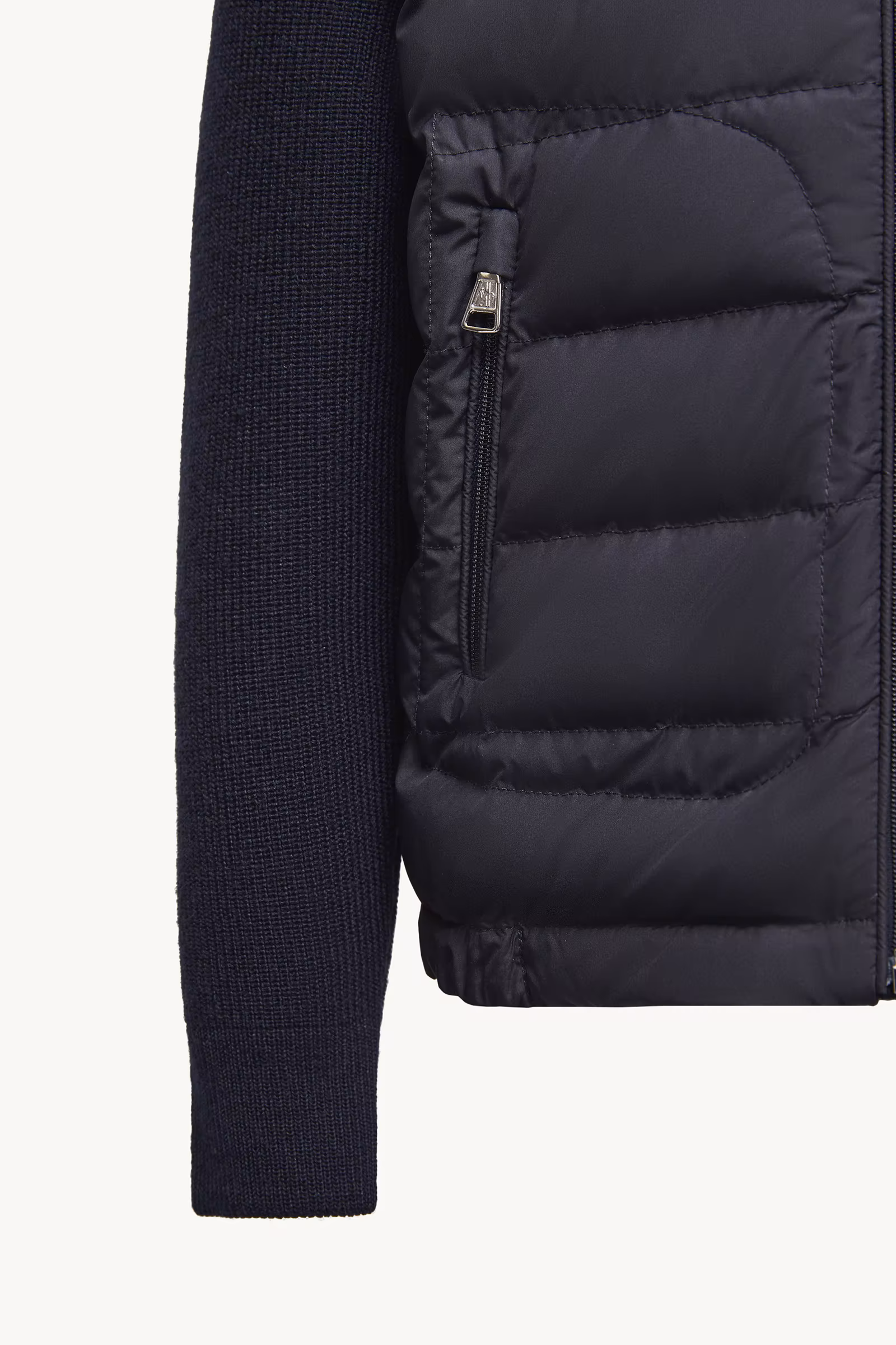 Padded Wool Blend Zip-Up Cardigan