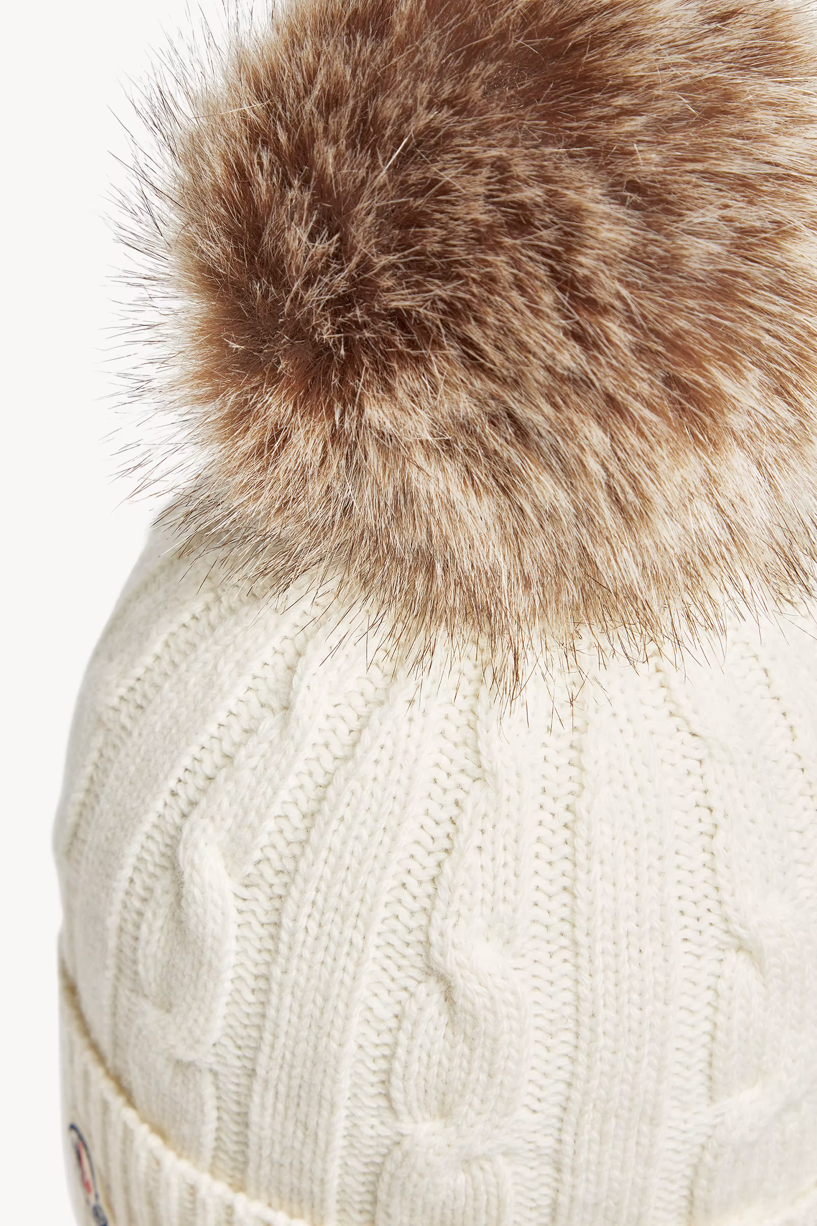 Wool & Cashmere Beanie with Faux Fur Pom Pom