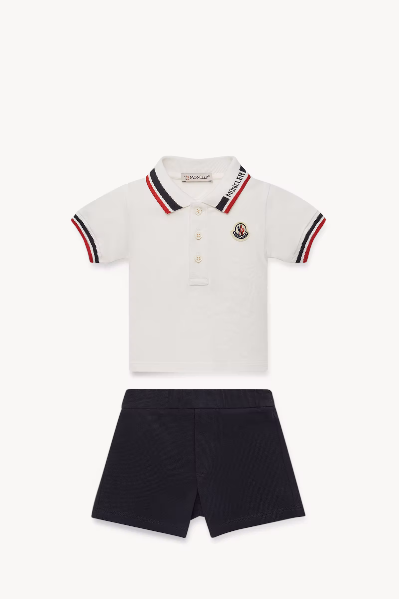 Tricolor-Trimmed Cotton Piquet Set