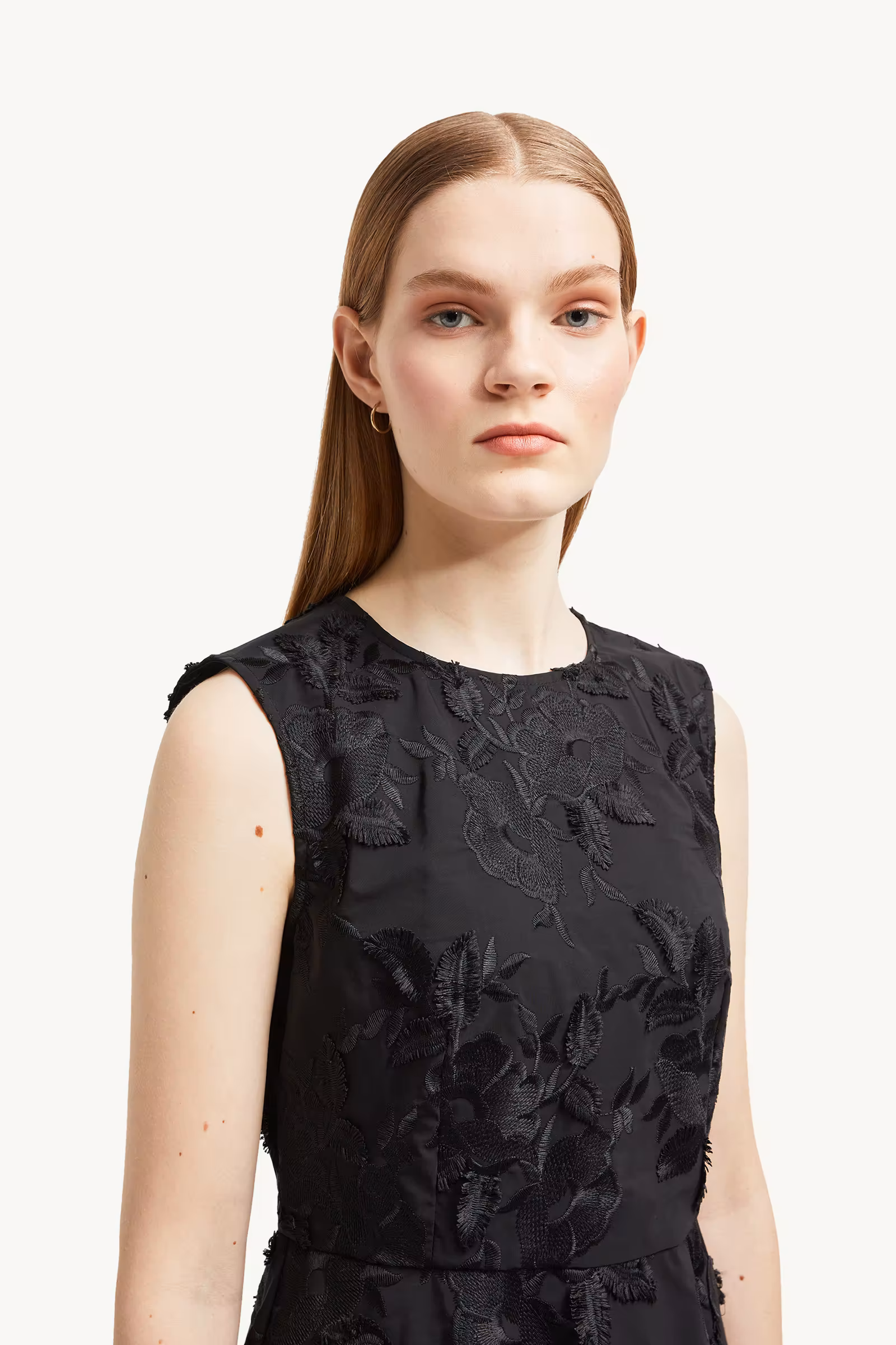 Textured Floral Gabardine Dress