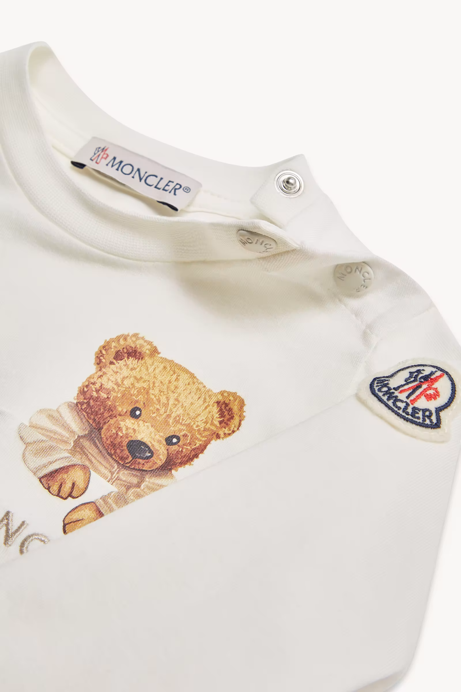 Teddy Bear Motif Cotton T-Shirt with Pocket