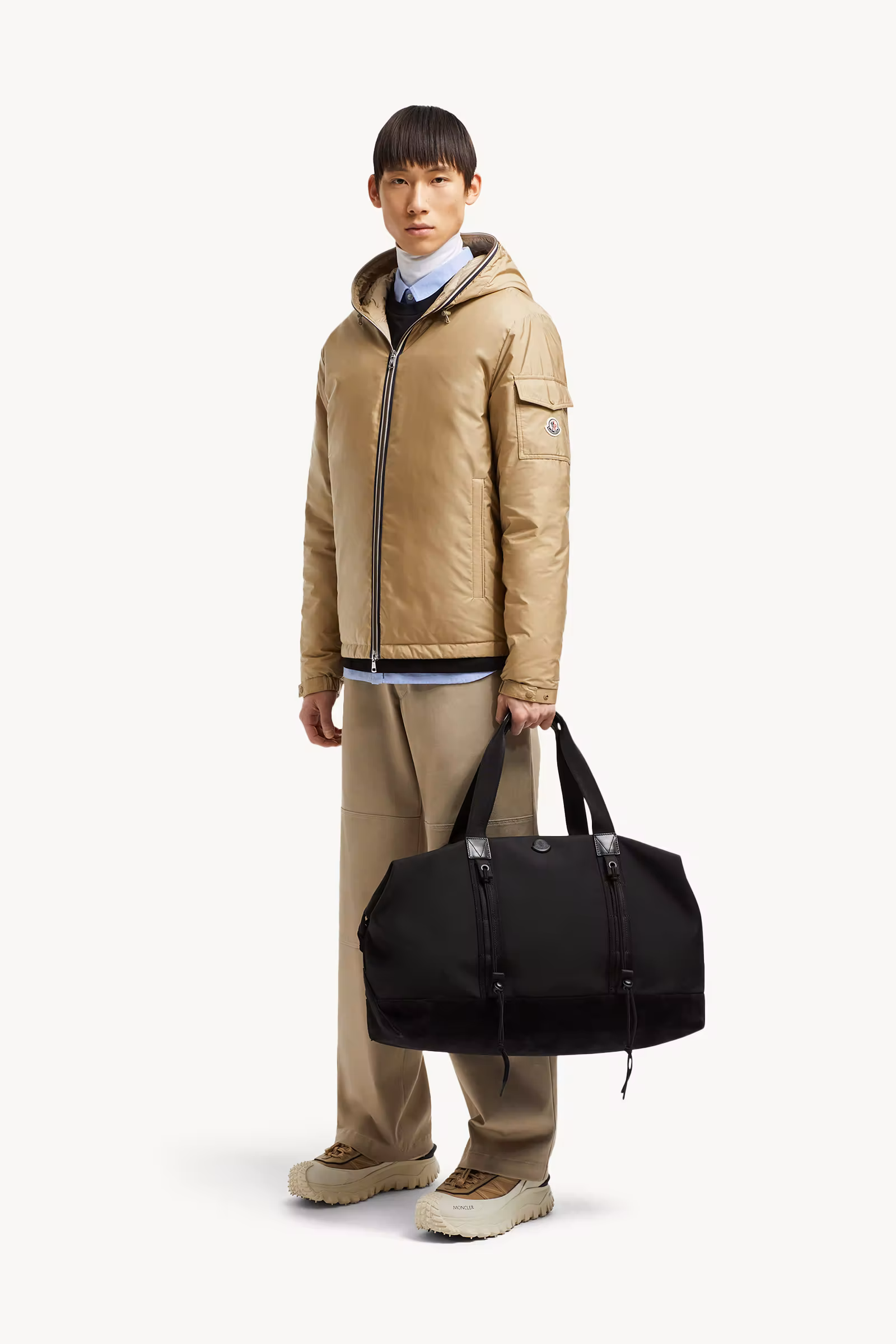 Tech Water-Repellent Leather-Trimmed Duffle Bag