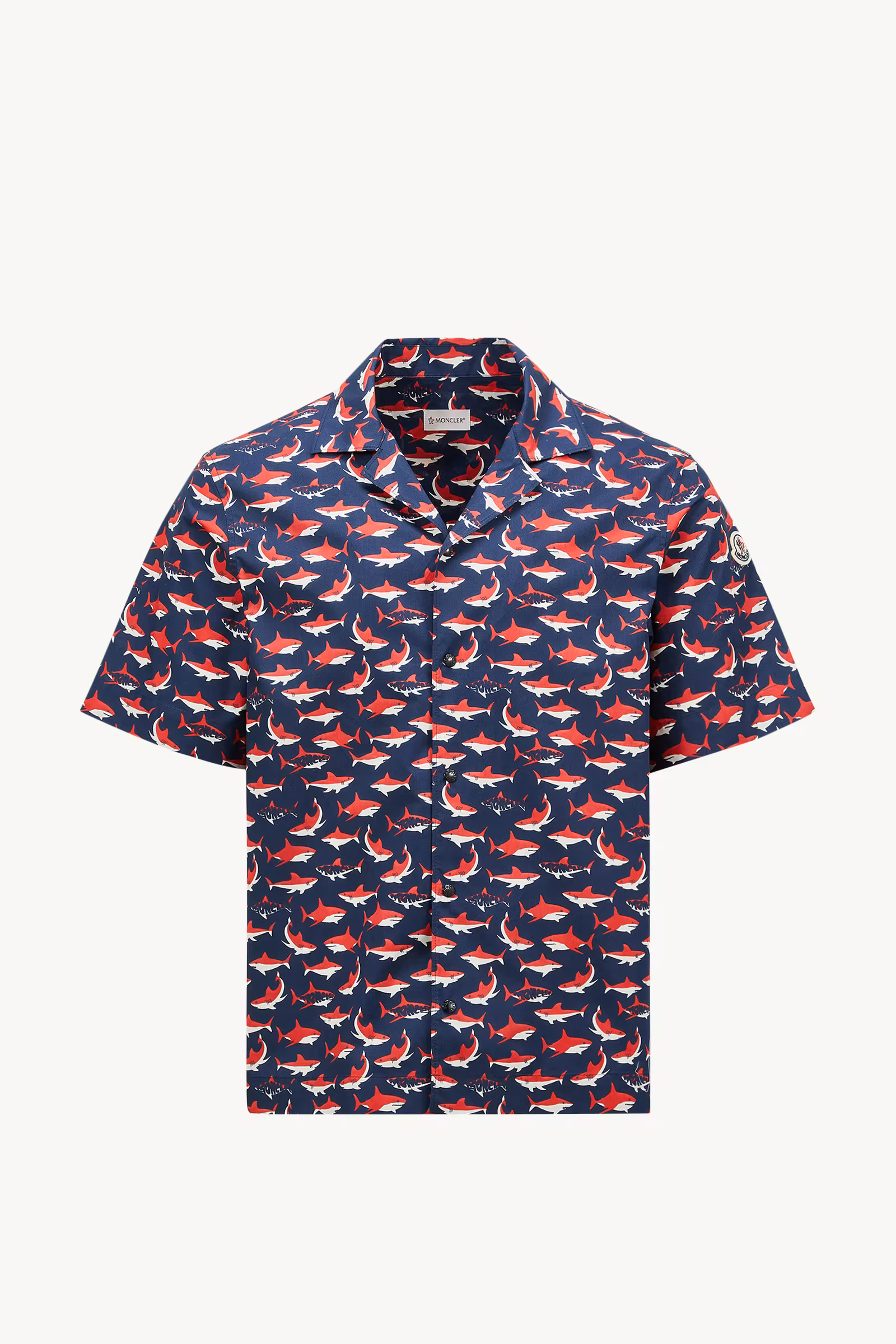 Shark Print Cotton Short Sleeve Shirt