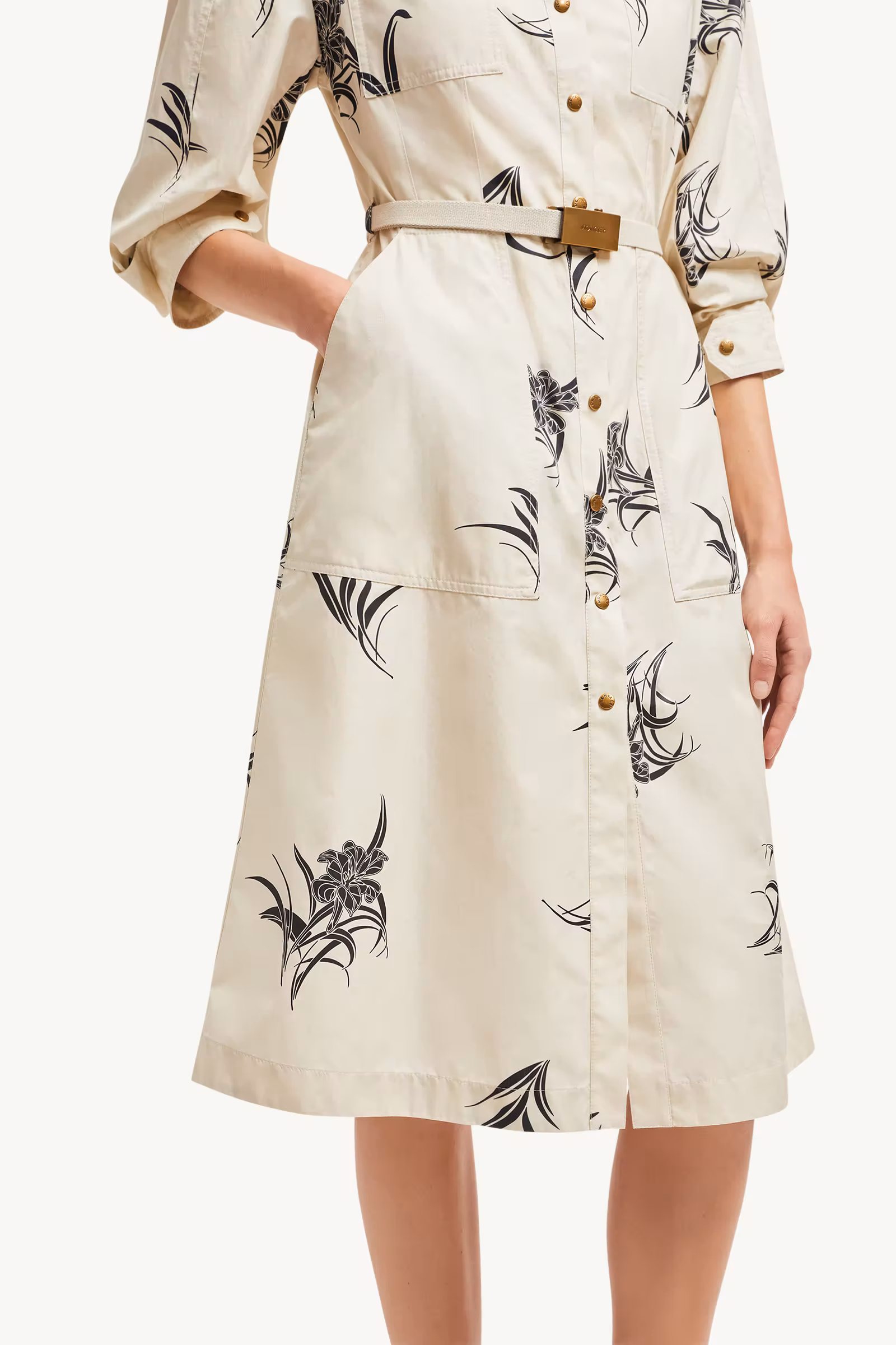 Floral Print Cotton Shirt Dress